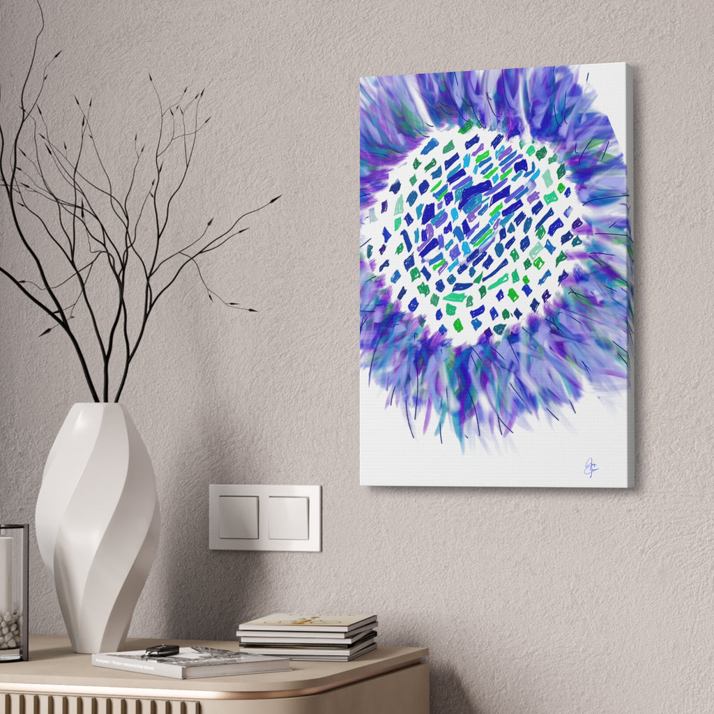 Abstract Blue-Purple Burst Canvas Stretched Art