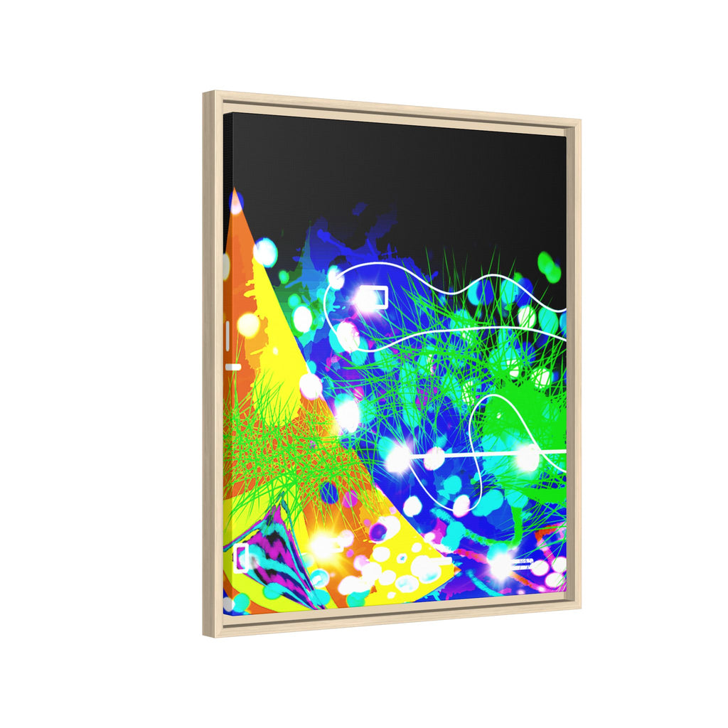 Abstract Neon Wave Matte Canvas Framed Art