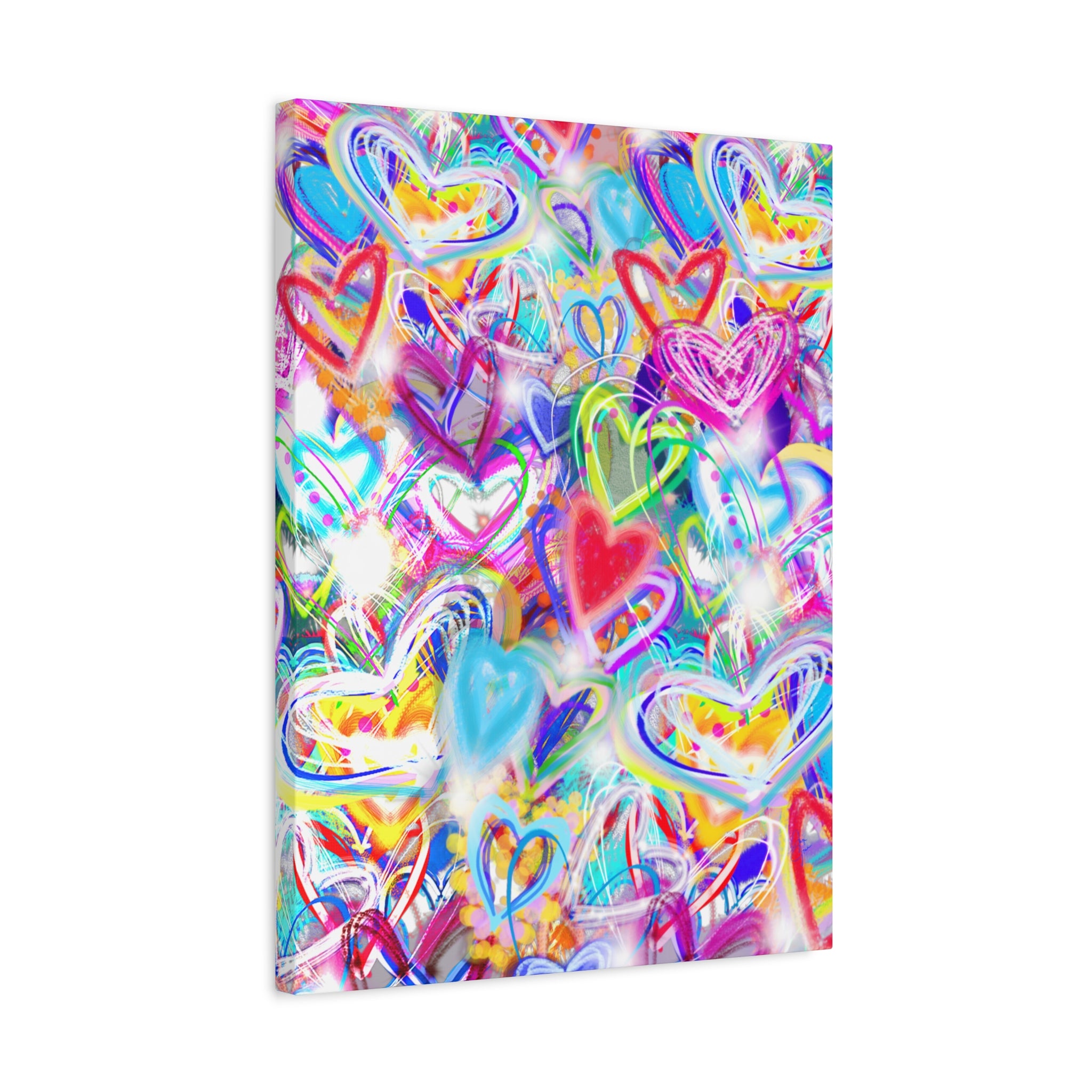 Colorful Heart Graffiti Matte Canvas