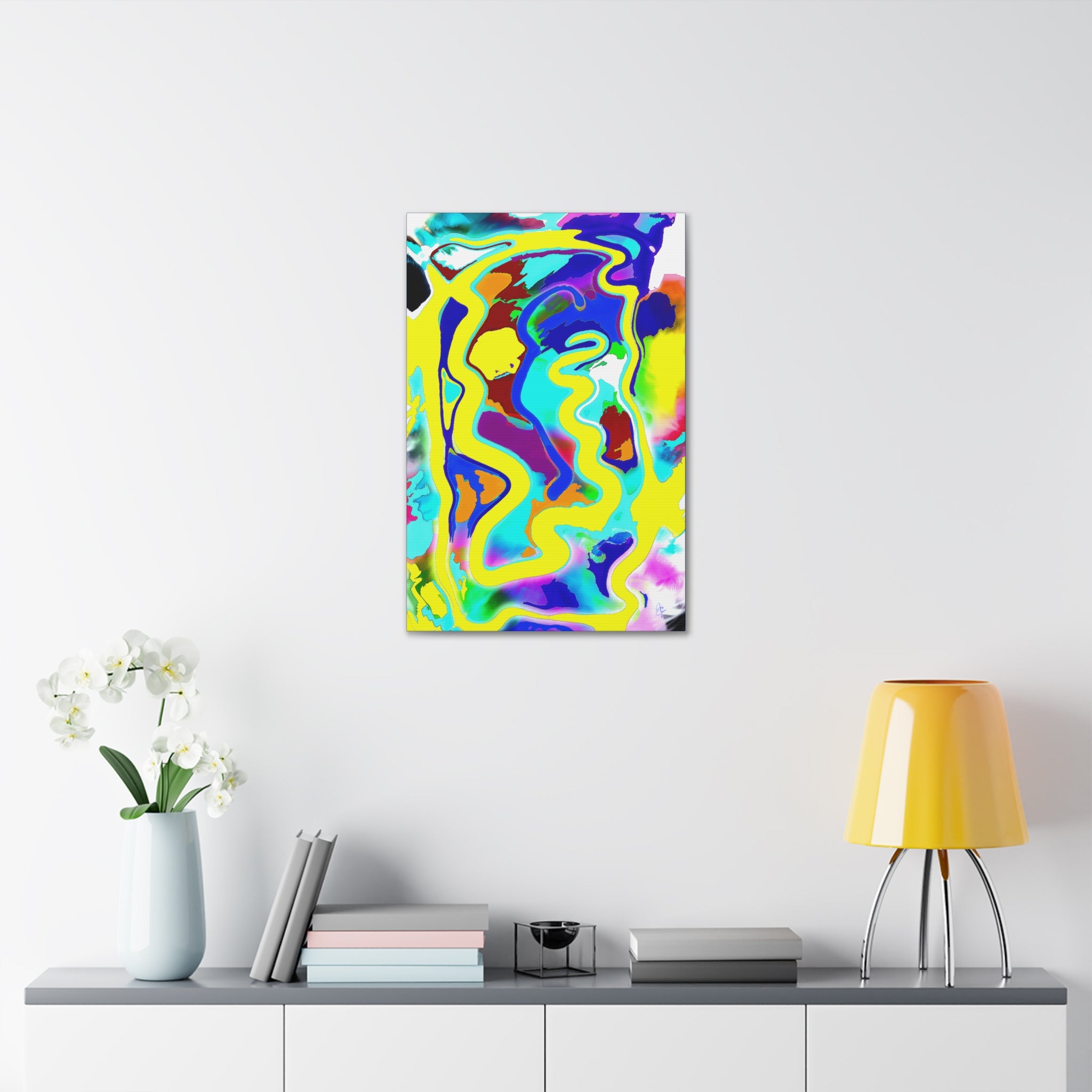 Abstract Neon Wave Canvas Art — Vibrant Stretched 1.5" Wall Decor