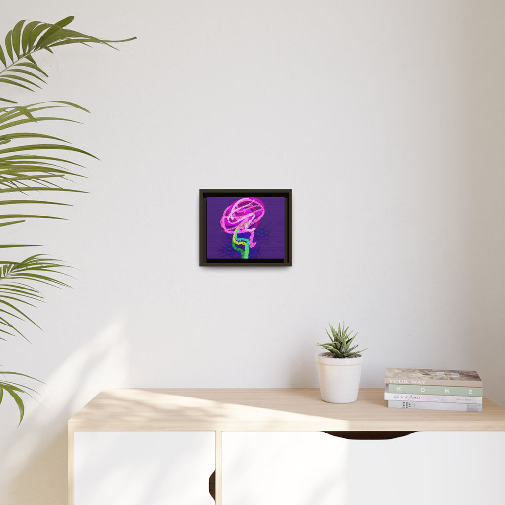 Framed Matte Canvas - Neon Rose Abstract Wall Art