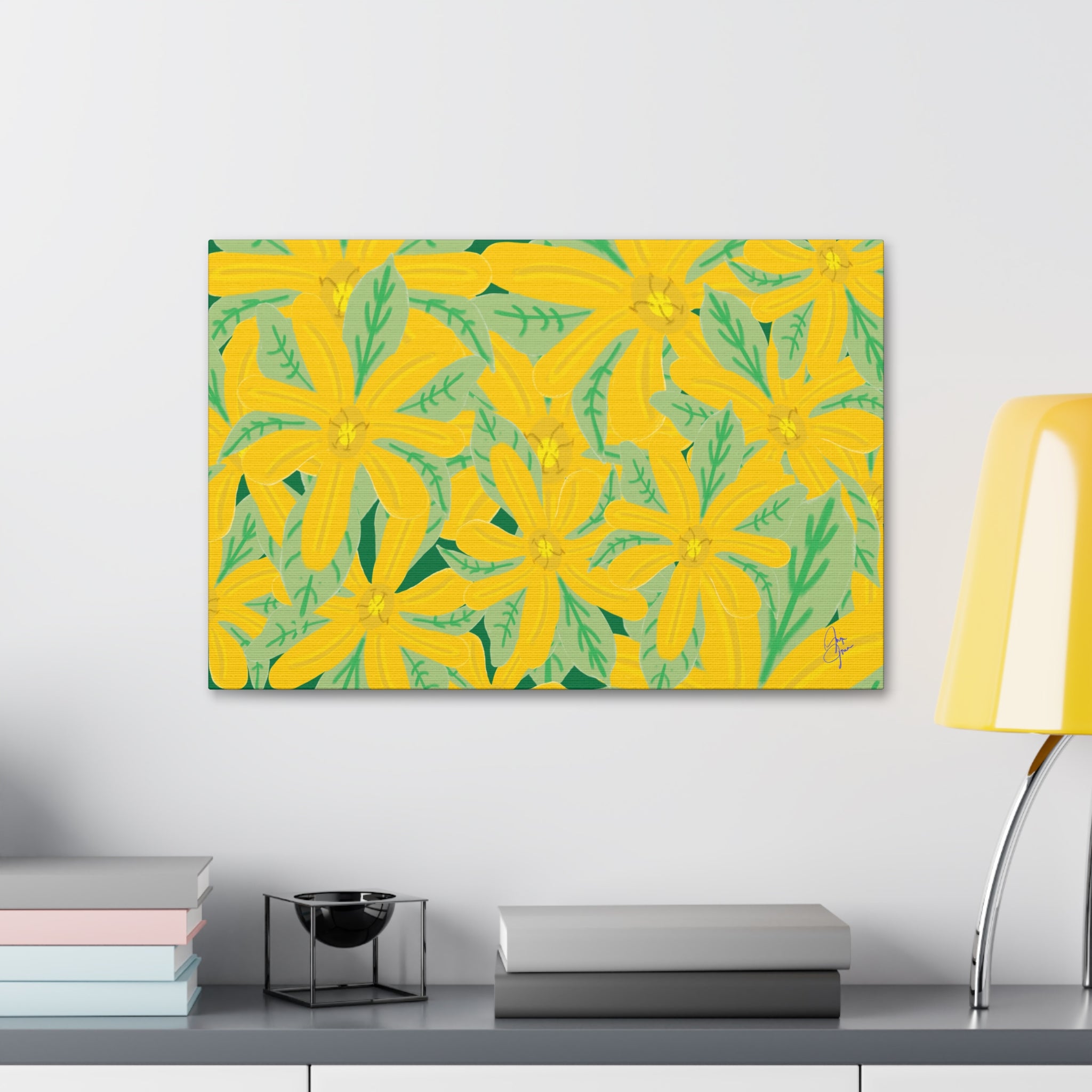 Yellow Daisy Canvas Wall Art — Bright Floral Stretched Canvas (1.5" Depth)