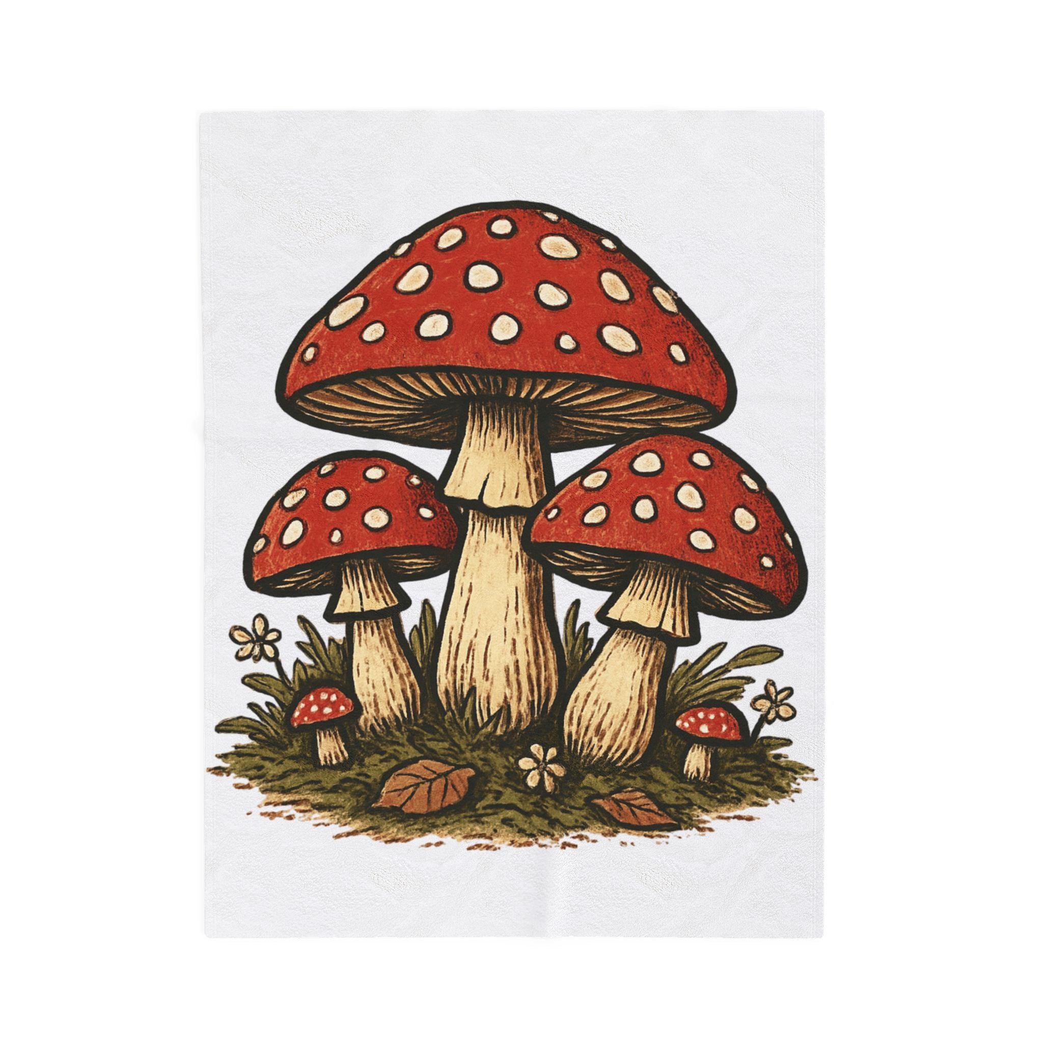 Toadstool Mushrooms Velveteen Plush Blanket – Cozy Red Fungi Throw for Nature Lovers
