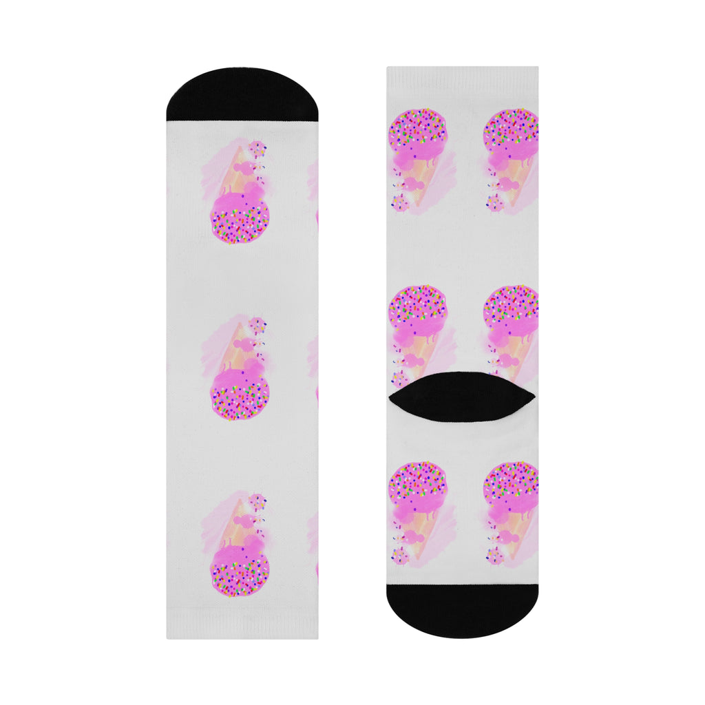 Ice Cream Crew Socks — Pink Sprinkle Cone Cushioned Socks for Women & Kids