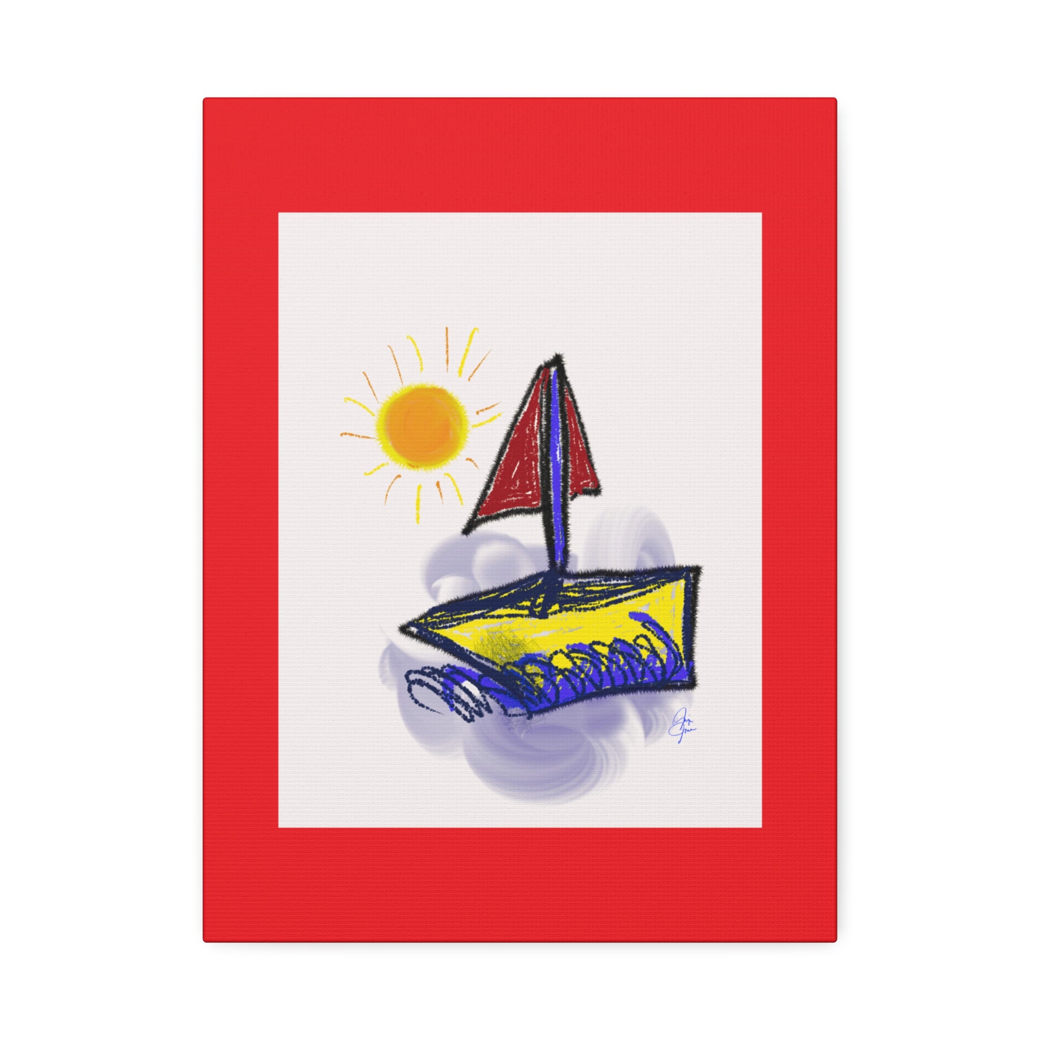 Whimsical Sailboat Canvas — Child's Room Wall Art