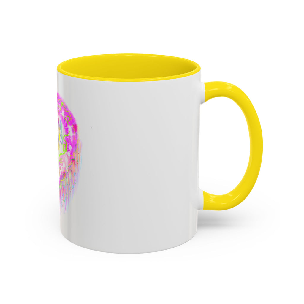 Pink Heart Floral Coffee Mug — Cute Pastel Accent Mug with Daisy Heart Design