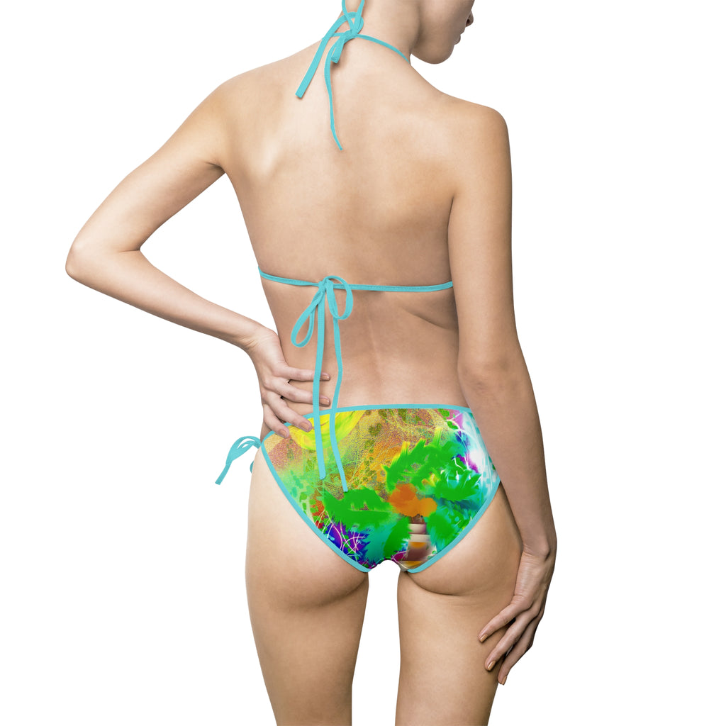 Tie-Dye Tropical Bikini — Vibrant Green Watercolor Women's Swimsuit