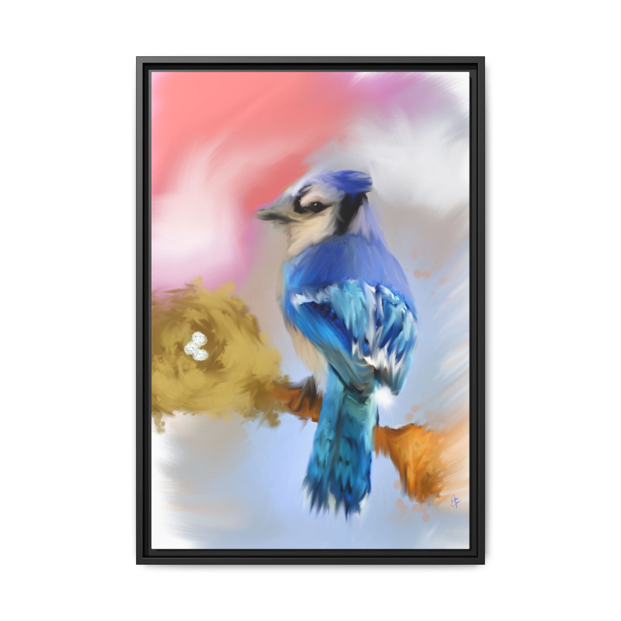 Blue Jay Art Print — Framed Matte Canvas Wall Art