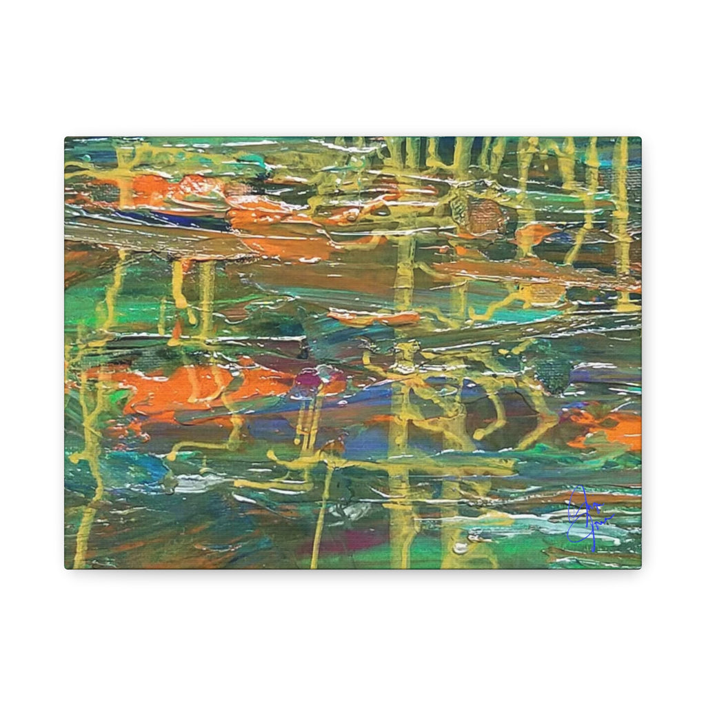 Abstract Green & Orange Matte Canvas Wall Art - Stretched 1.25"