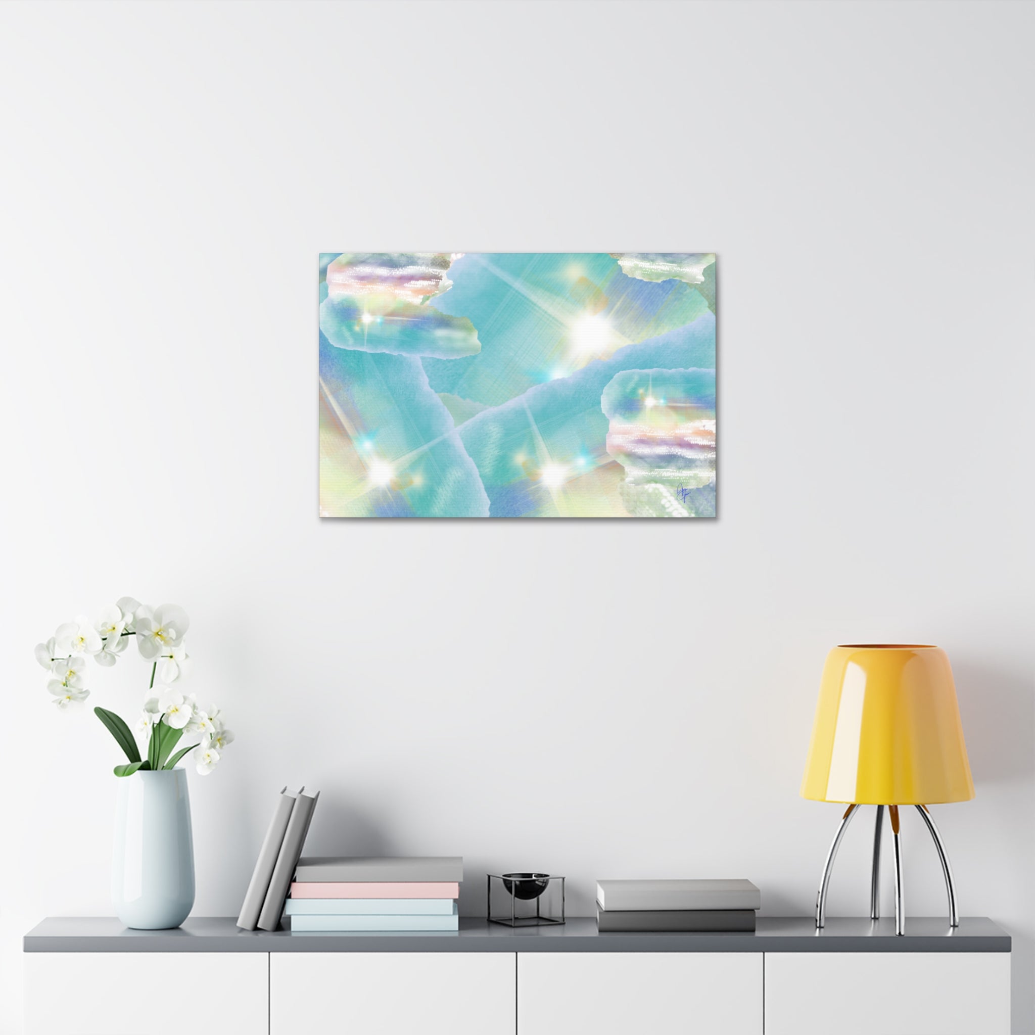 Iridescent Dreamscape Canvas Wall Art — Pastel Sea Glass Abstract