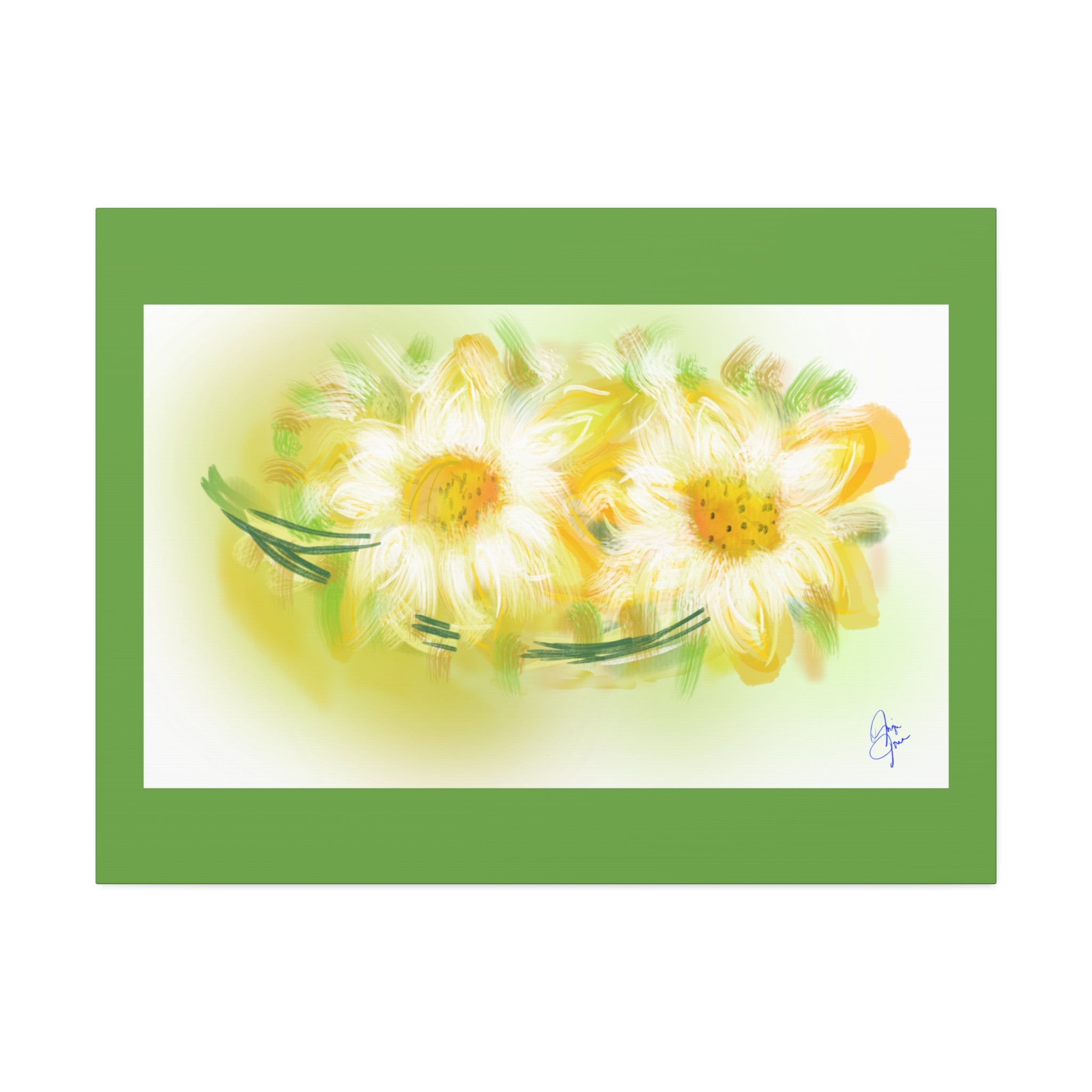 Yellow Daisy Floral Canvas Print – Stretched 1.5" Edge Art