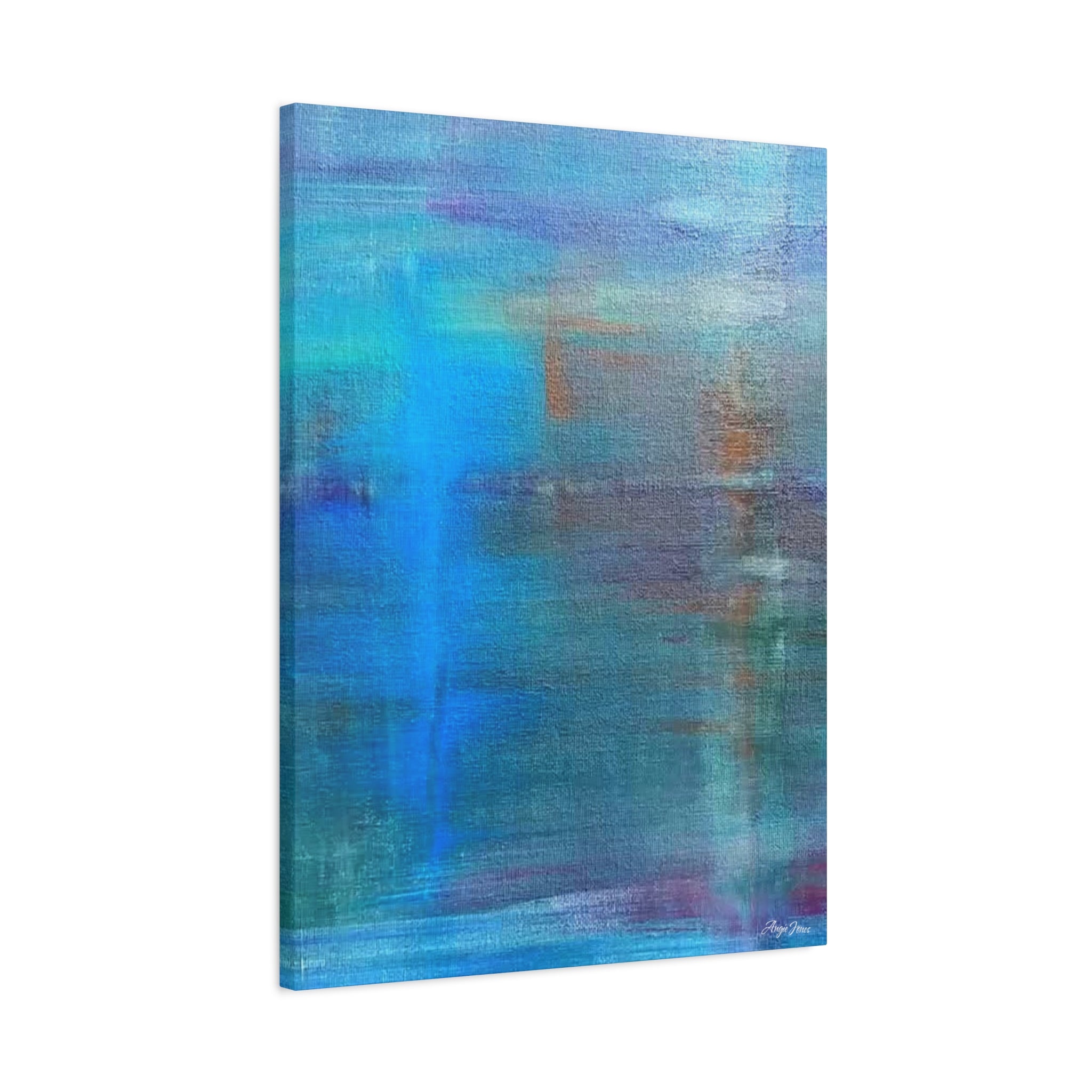 Abstract Blue-Green Matte Canvas Print – Stretched 1.25" Wall Art