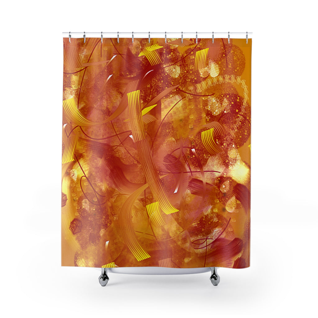 Golden Fire Shower Curtain
