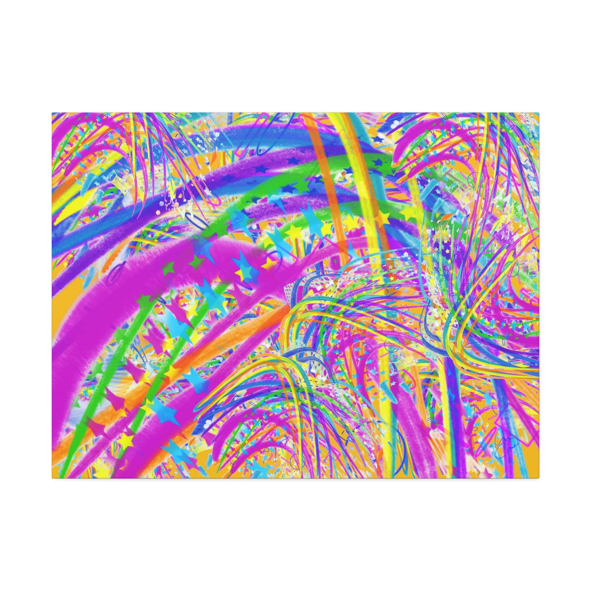 Vibrant Tropical Palm Abstract Canvas – Colorful 1.5" Stretched Wall Art