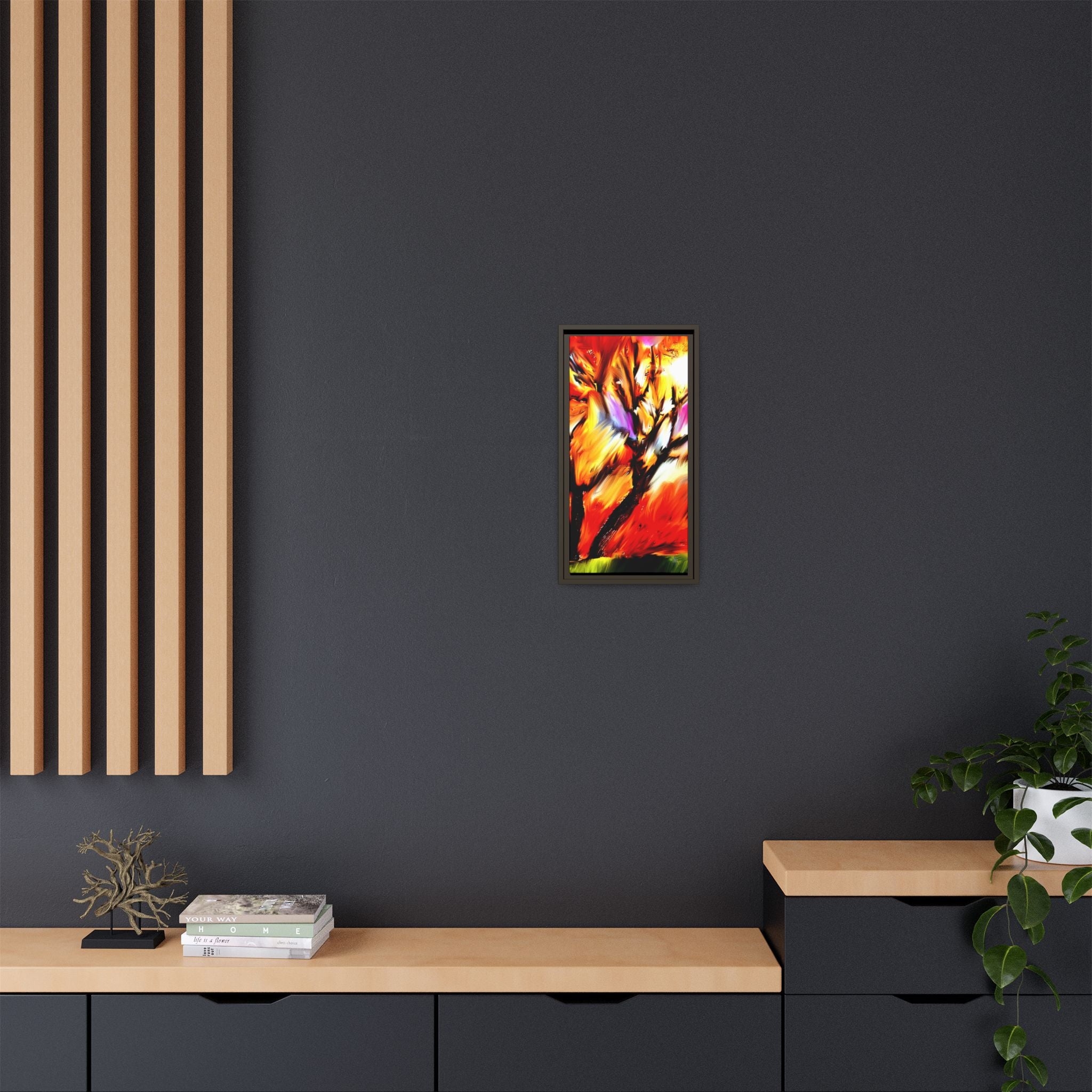 Framed Matte Canvas Print — Vibrant Tree Landscape