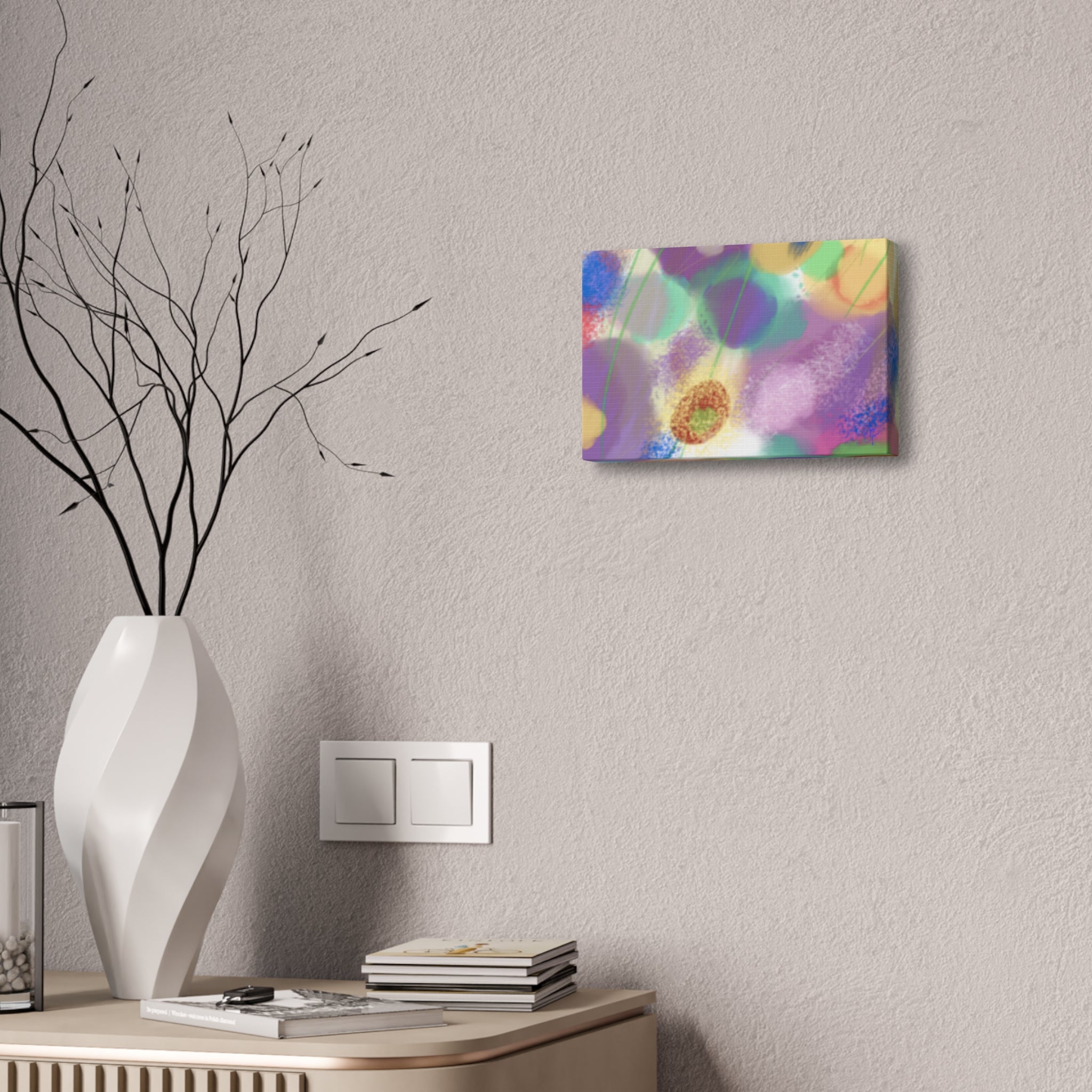 Abstract Pastel Floral Canvas Art — Colorful Stretched Wall Decor