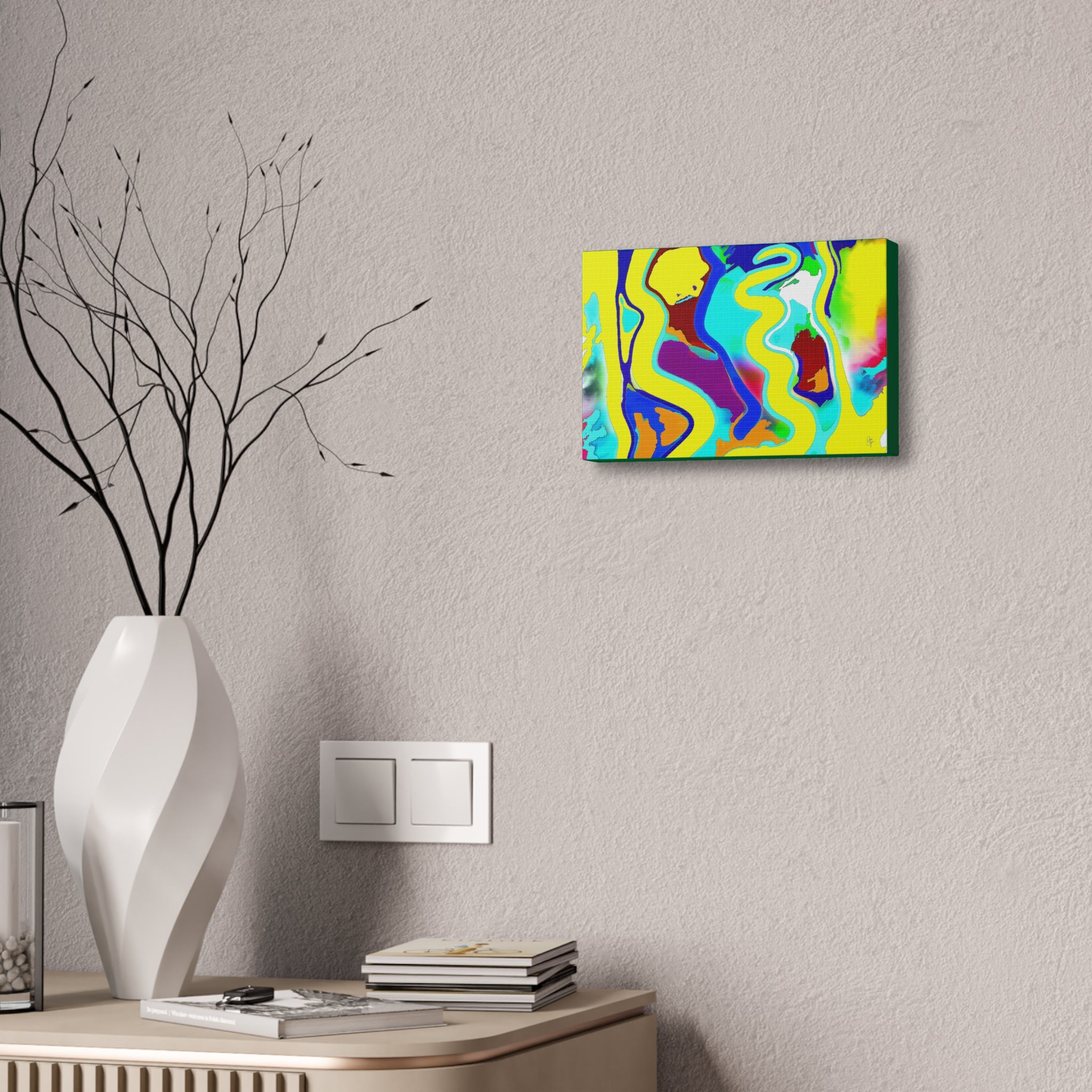 Abstract Neon Wave Canvas Art — Vibrant Stretched 1.5" Wall Decor
