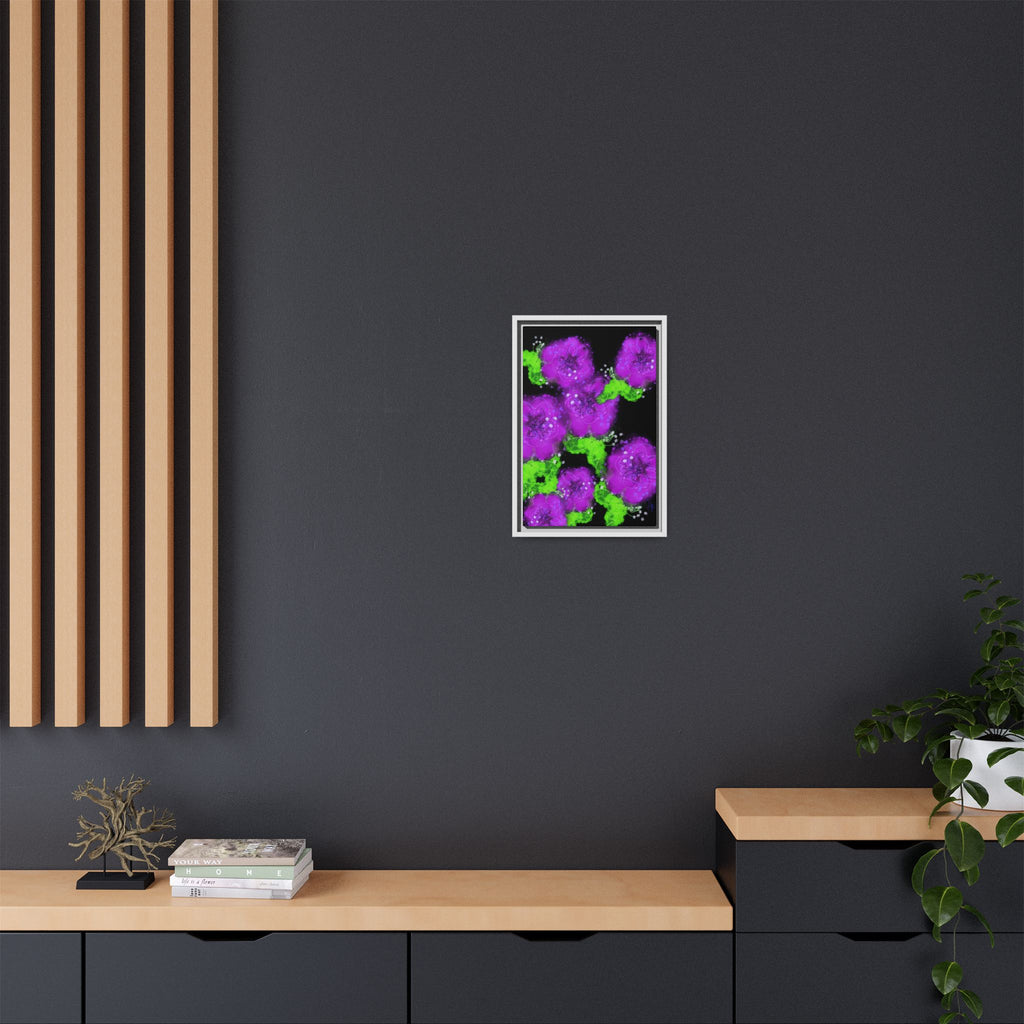 Framed Floral Canvas Print — Matte Multi-Color Blooms Wall Art