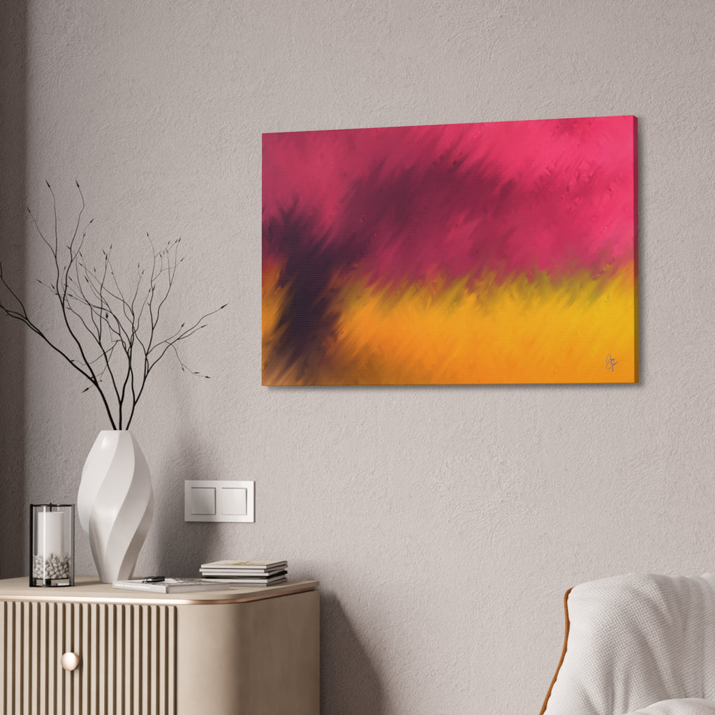 Abstract Sunset Canvas - Pink & Gold Stretched Wall Art