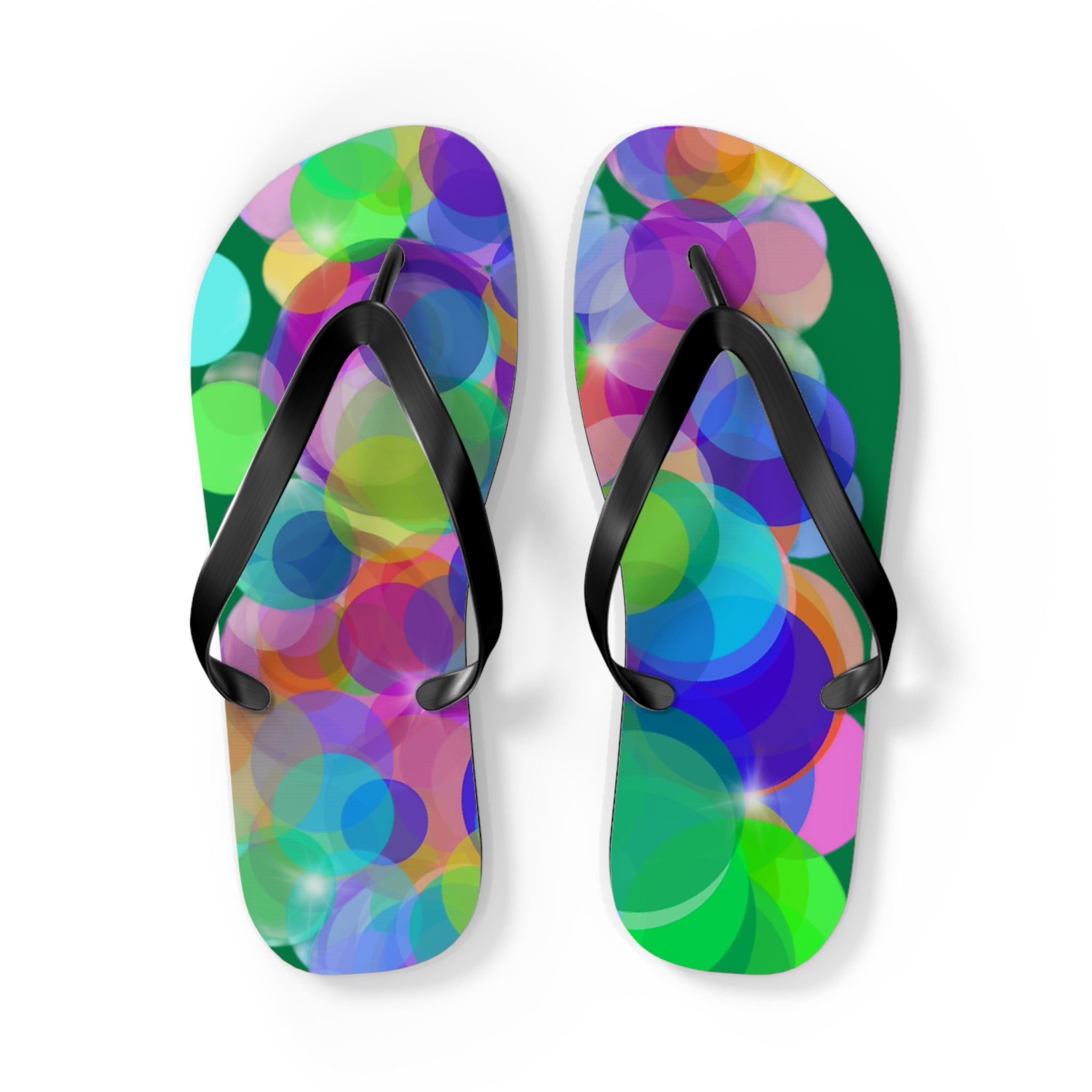 Flip Flops — Colorful Bokeh Circle Pattern Summer Sandals