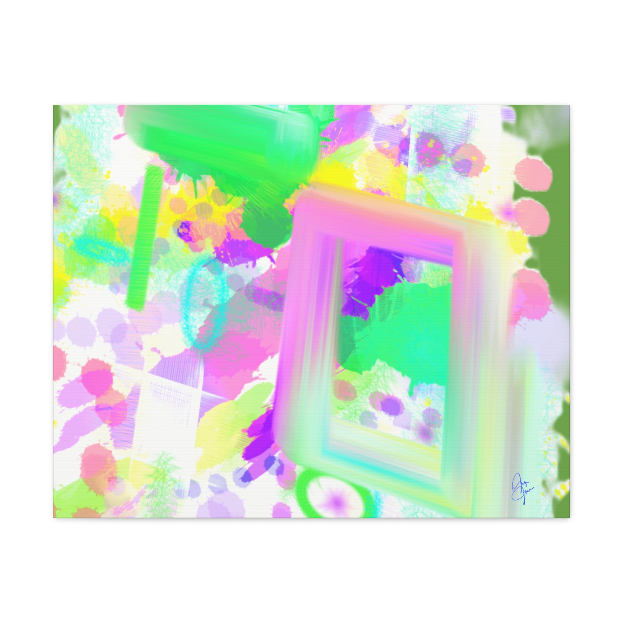 Abstract Pastel Splash Canvas Print — Bright Neon Frame Wall Art