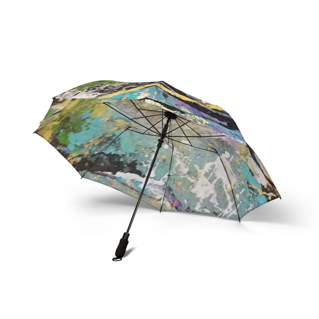 Artistic Semi-Automatic Foldable Umbrella - Colorful Abstract Design by Artist-Angie Jones