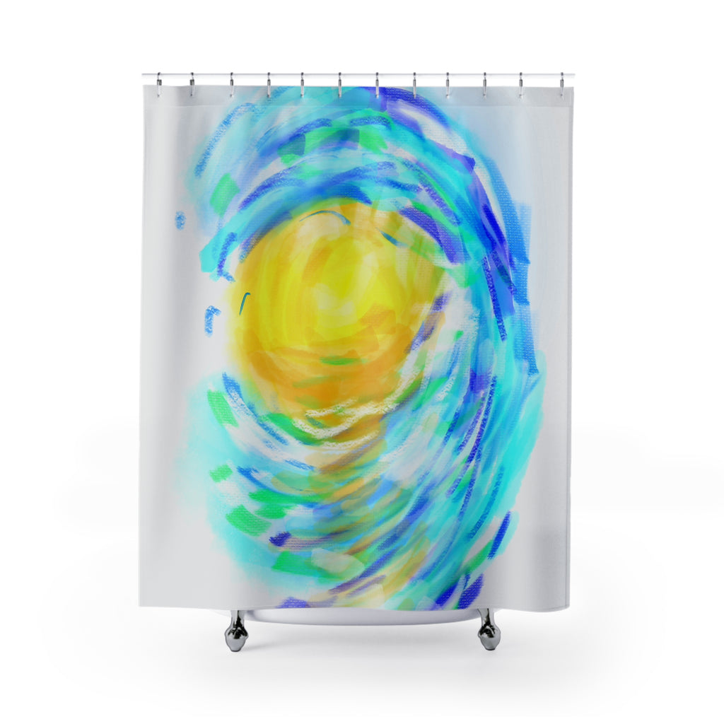 Shower Curtain — Abstract Ocean Sun Swirl Bathroom Decor