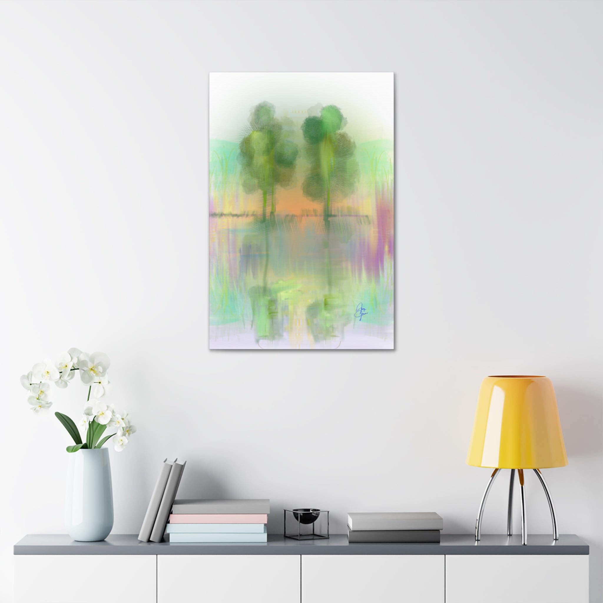 Serene Pastel Trees Canvas Print — Stretched 1.5"
