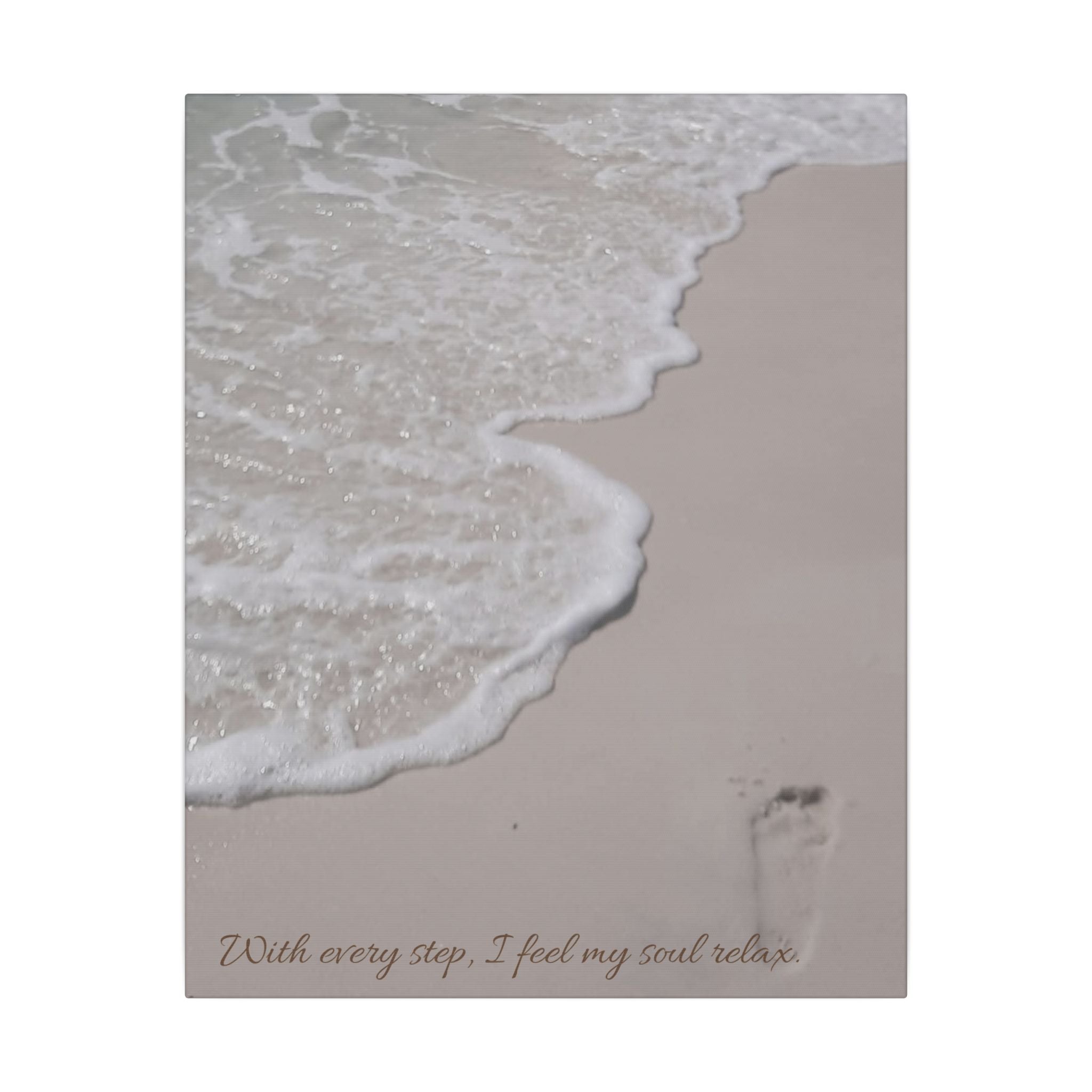 Beach Shore Canvas Wall Art — Aerial Footprint Seascape Matte Canvas