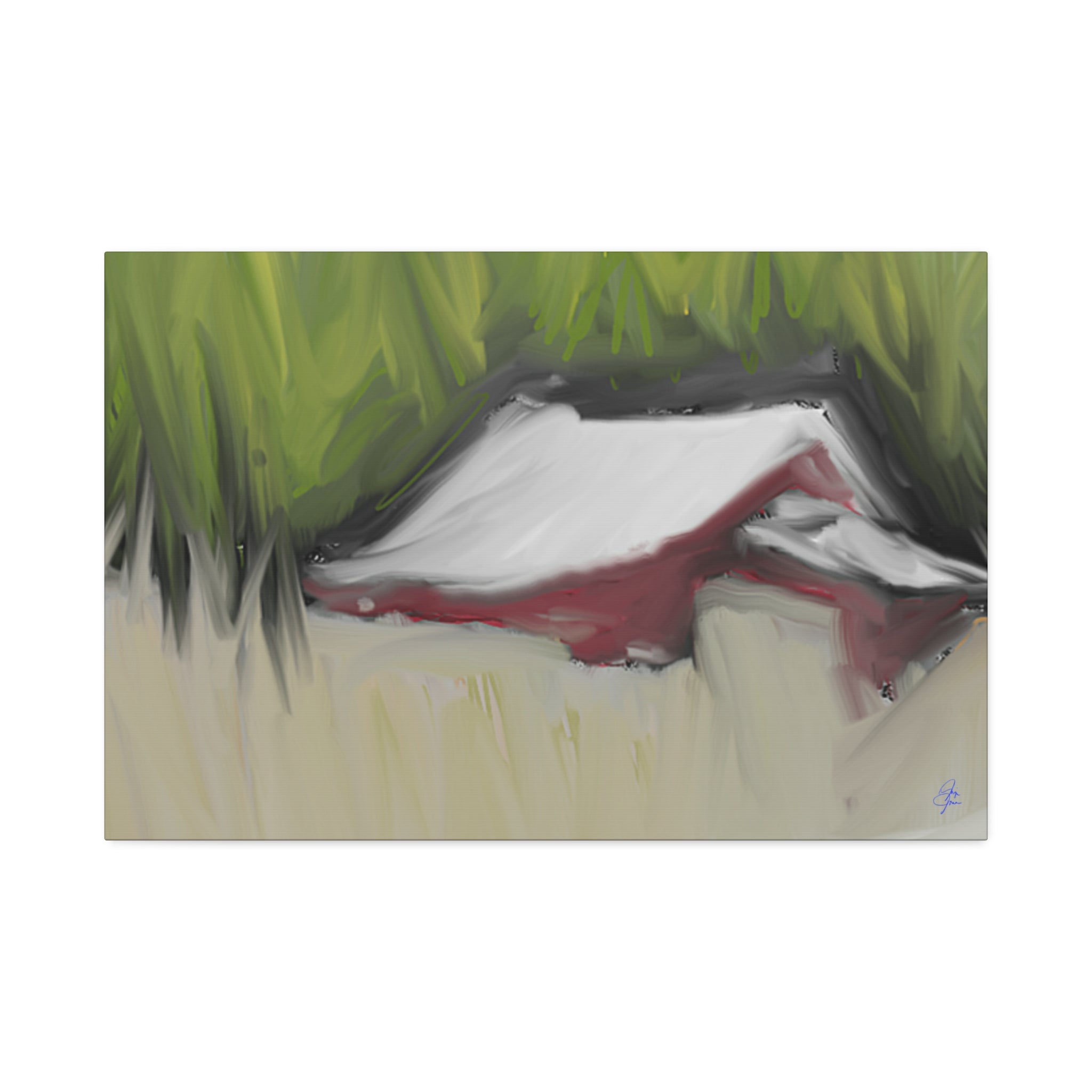 Canvas Wall Art - Red Barn in Green Field Stretched Canvas (1.5")