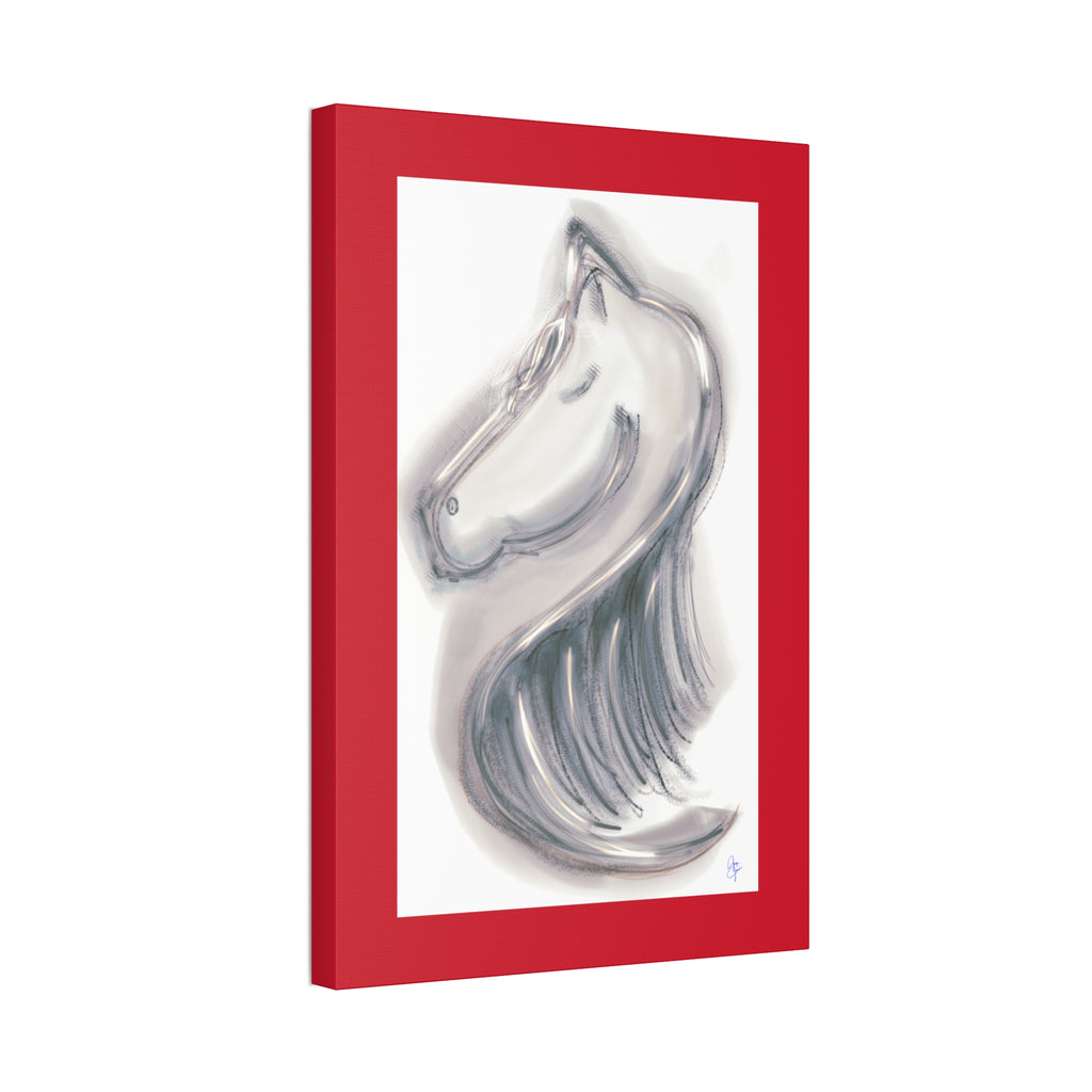 Silver Horse Head Canvas Art — Modern Minimalist Equestrian Wall Decor
