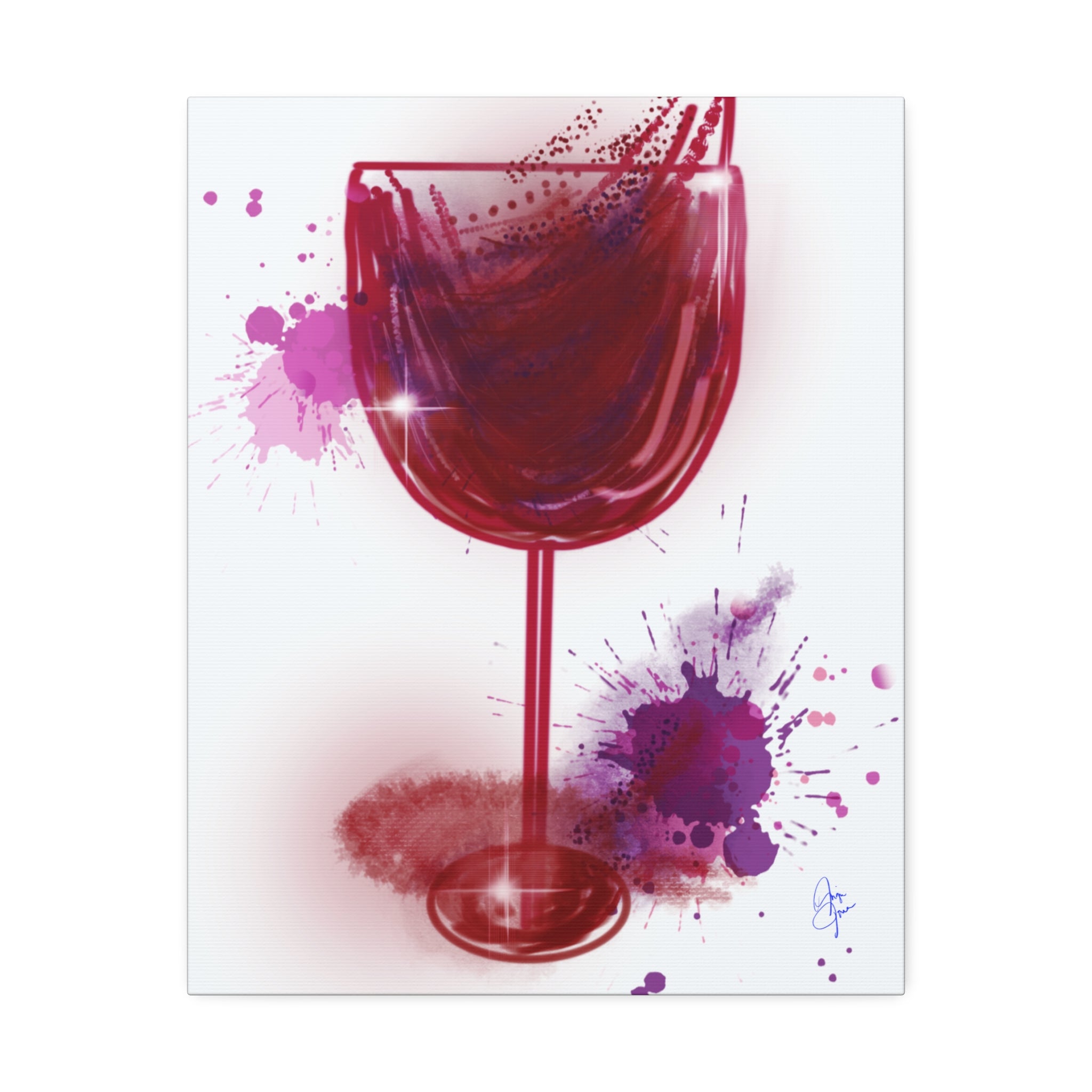 Wine Glass Art Canvas — Red Wine Splash Stretched Wall Art (1.5" Depth)