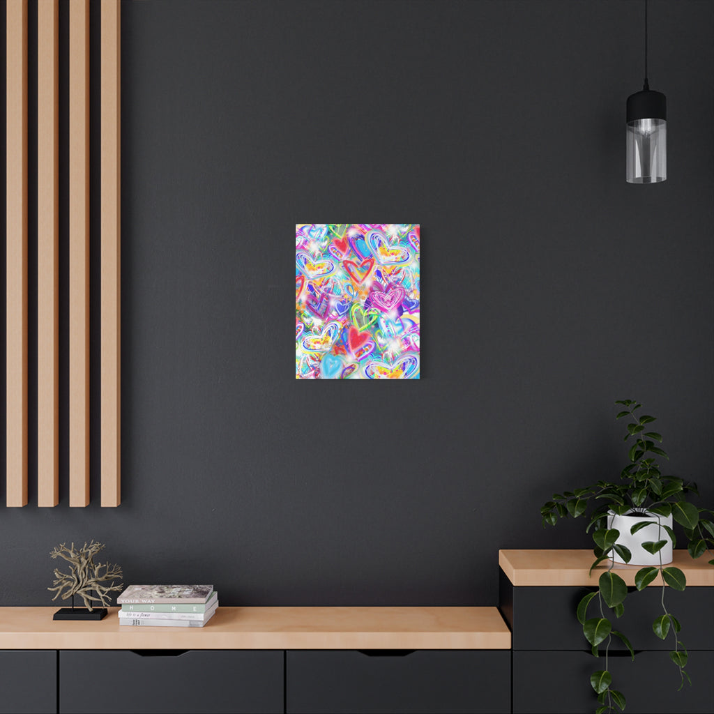 Colorful Heart Graffiti Matte Canvas