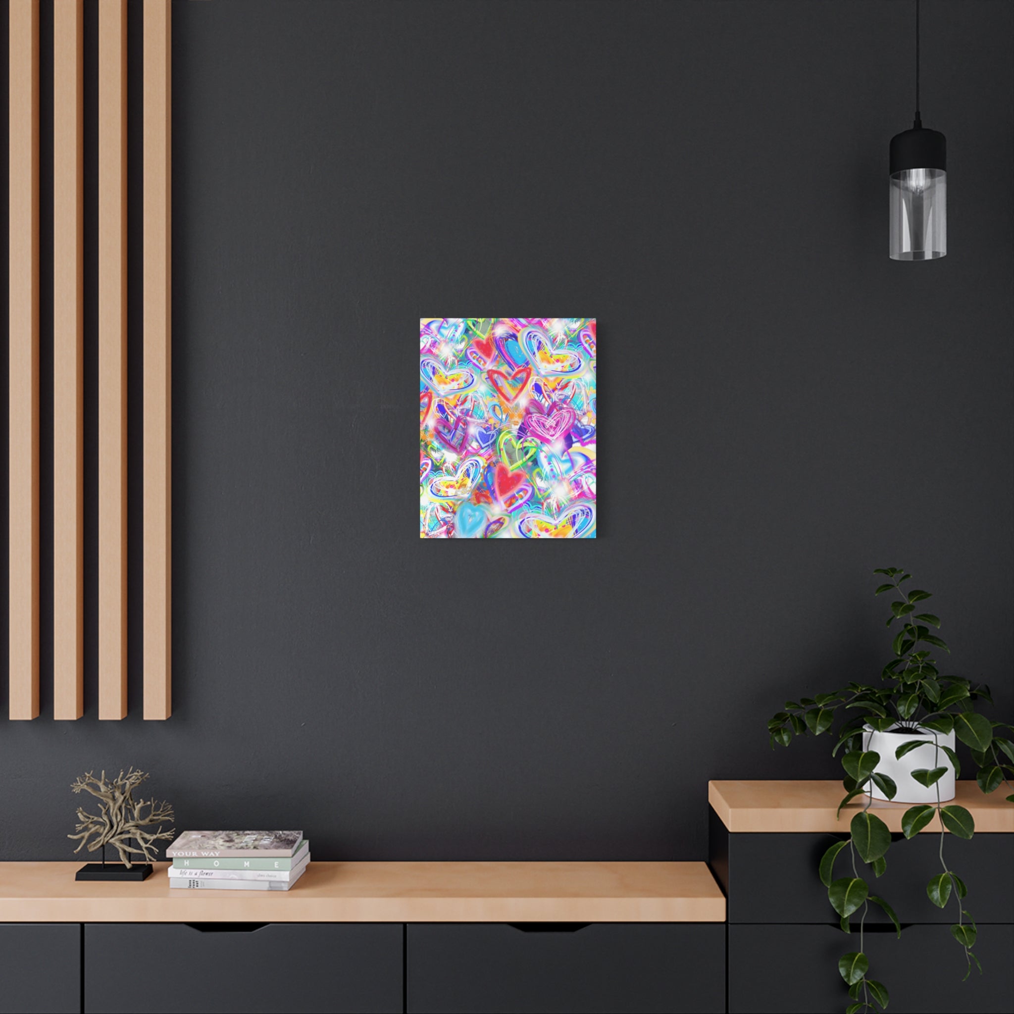 Colorful Heart Graffiti Matte Canvas