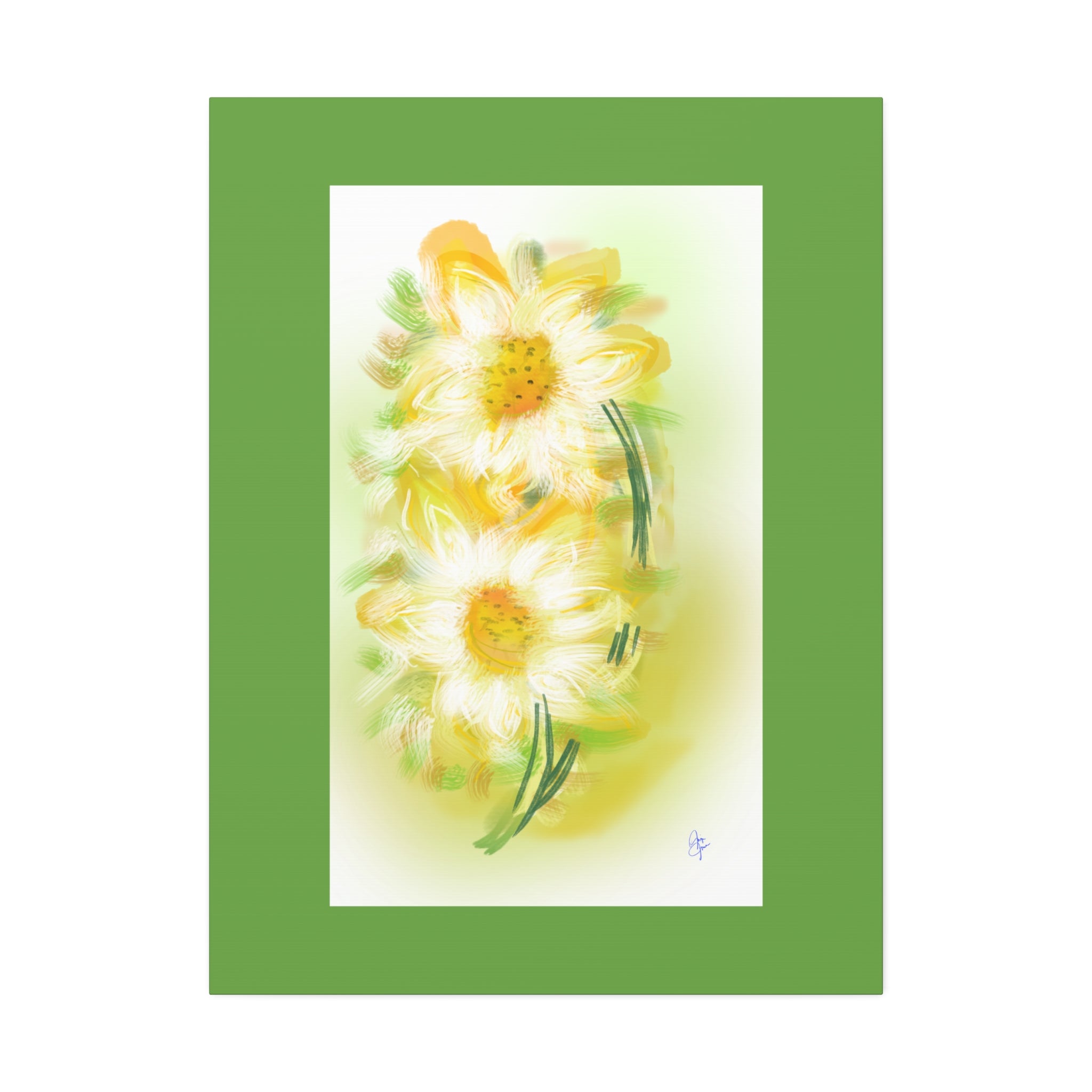 Yellow Daisy Floral Canvas Print – Stretched 1.5" Edge Art