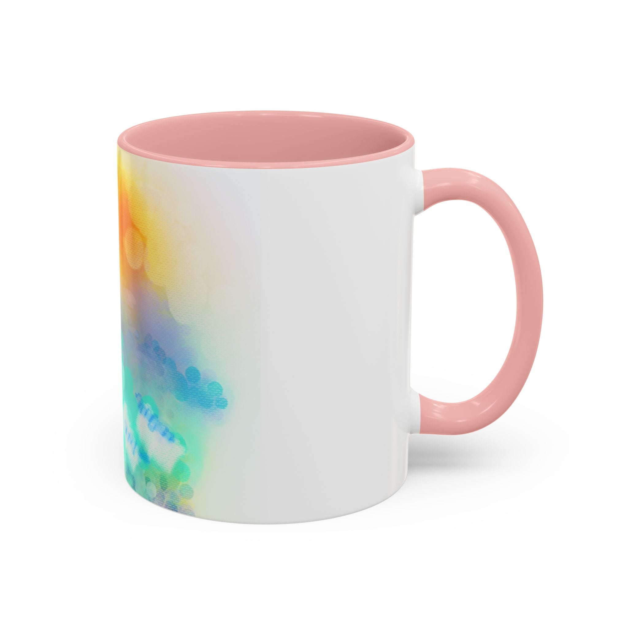 Sunrise Watercolor Accent Coffee Mug — Bright Abstract Teal & Yellow Ceramic