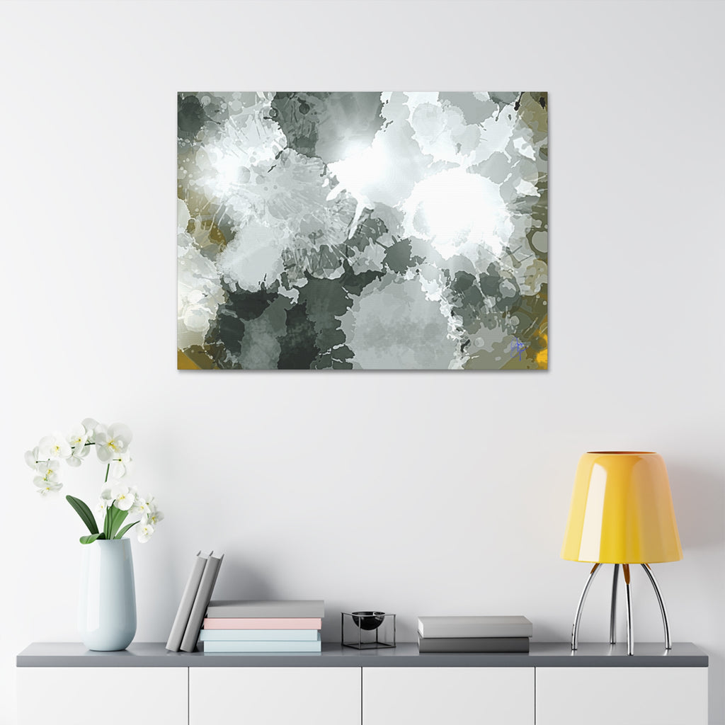 Abstract Gray Ink Splash Canvas