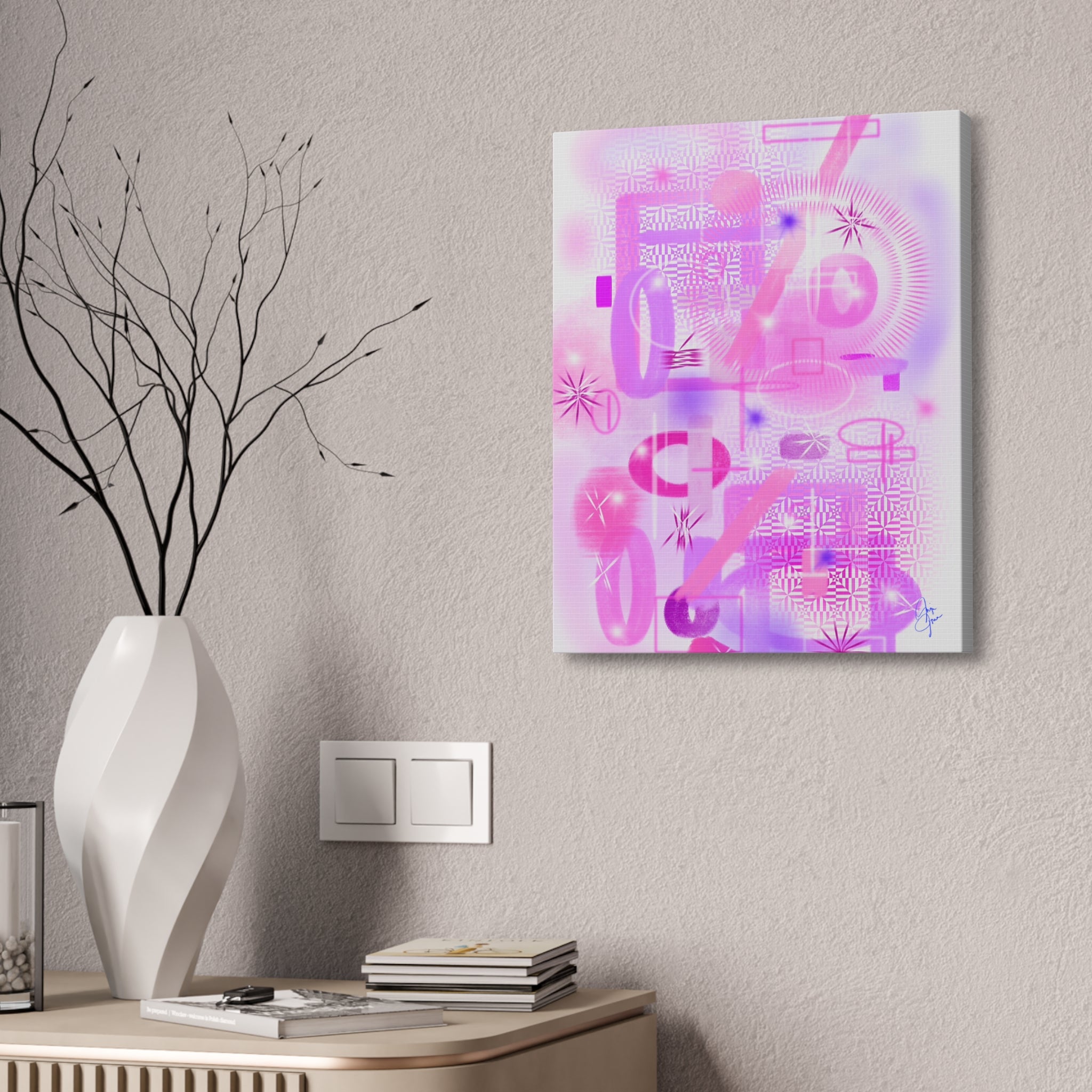 Abstract Pink Dream Canvas Wall Art — Modern Pastel Geometric Print