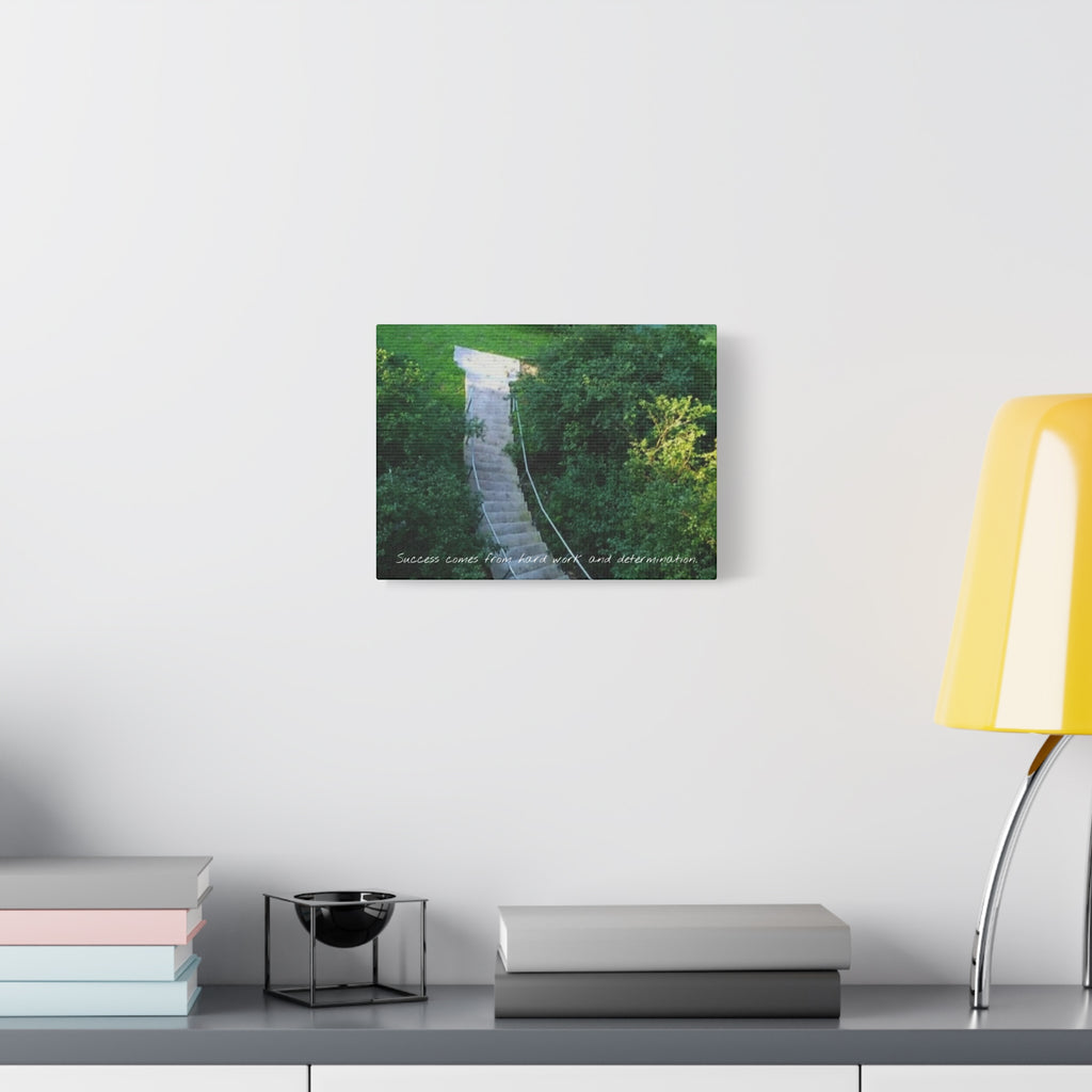 Motivational Wall Canvas — “Success Comes From Hard Work and Dedication” Matte Stretched Print