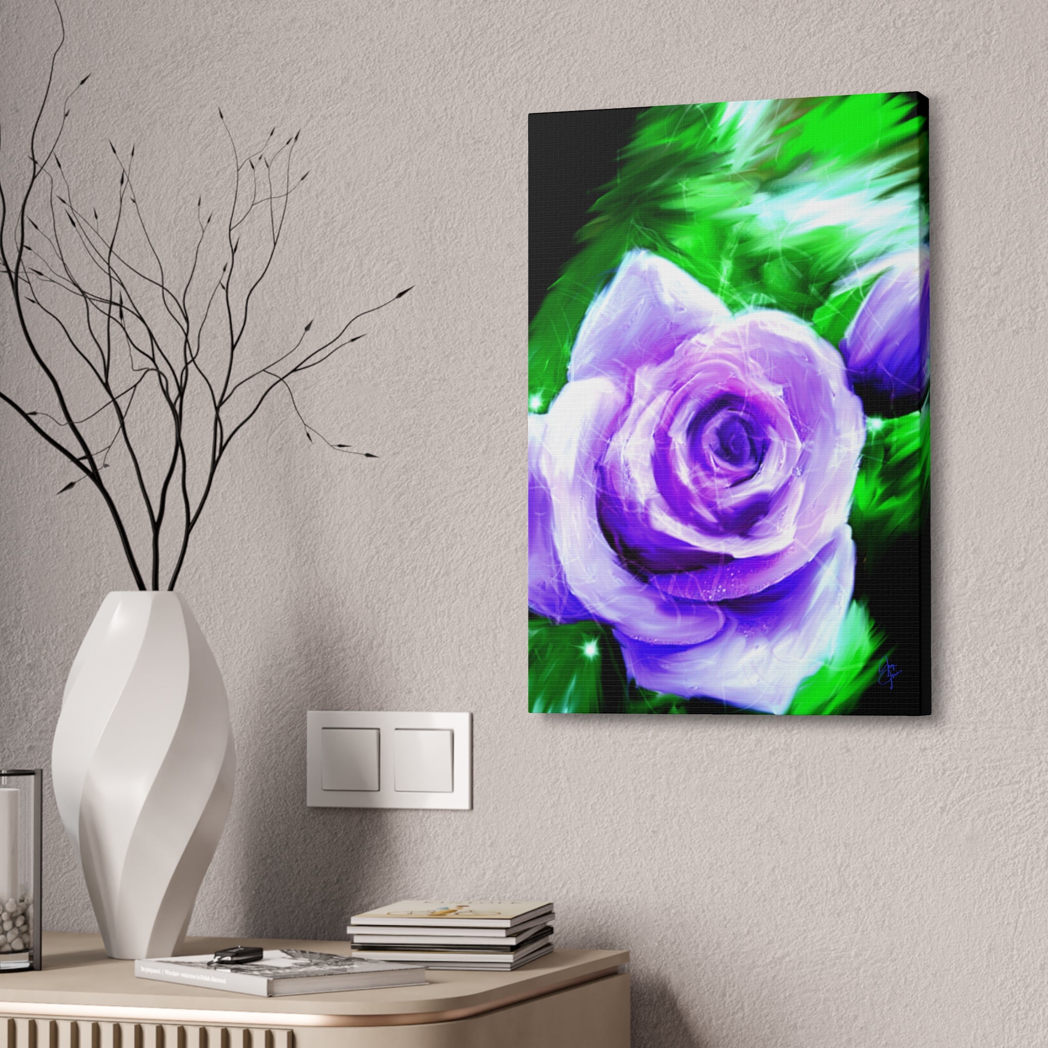 Purple Rose Canvas Print – Stretched 1.5" Floral Wall Art