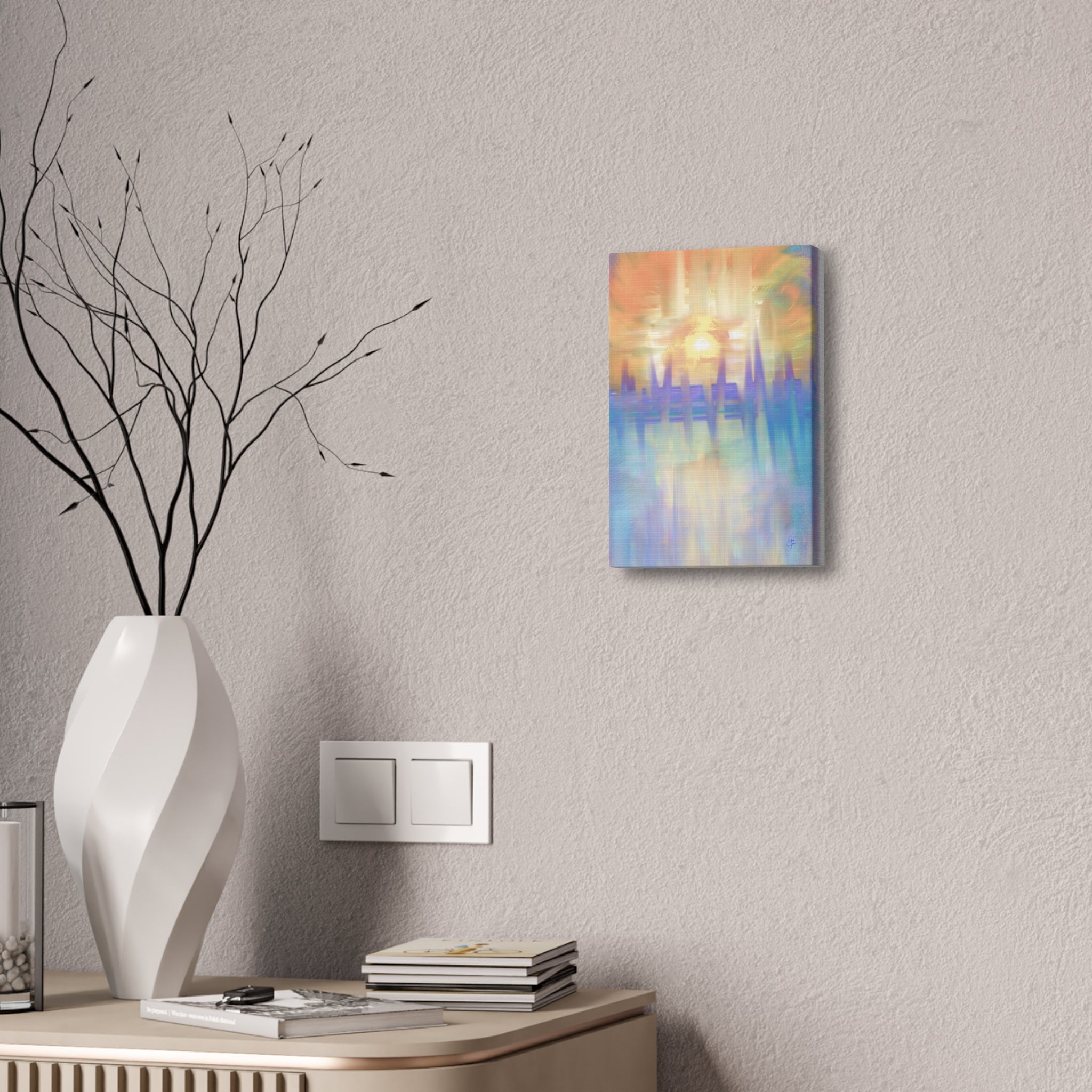 Sunrise Dreamscape Canvas Wall Art — Pastel Abstract Stretched Canvas (1.5")