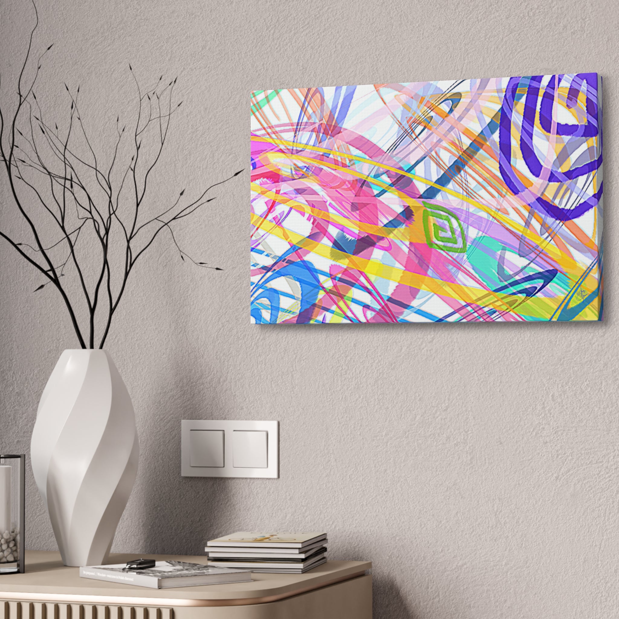 Abstract Rainbow Scribble Canvas – Colorful Modern Wall Art (1.5" Stretched)