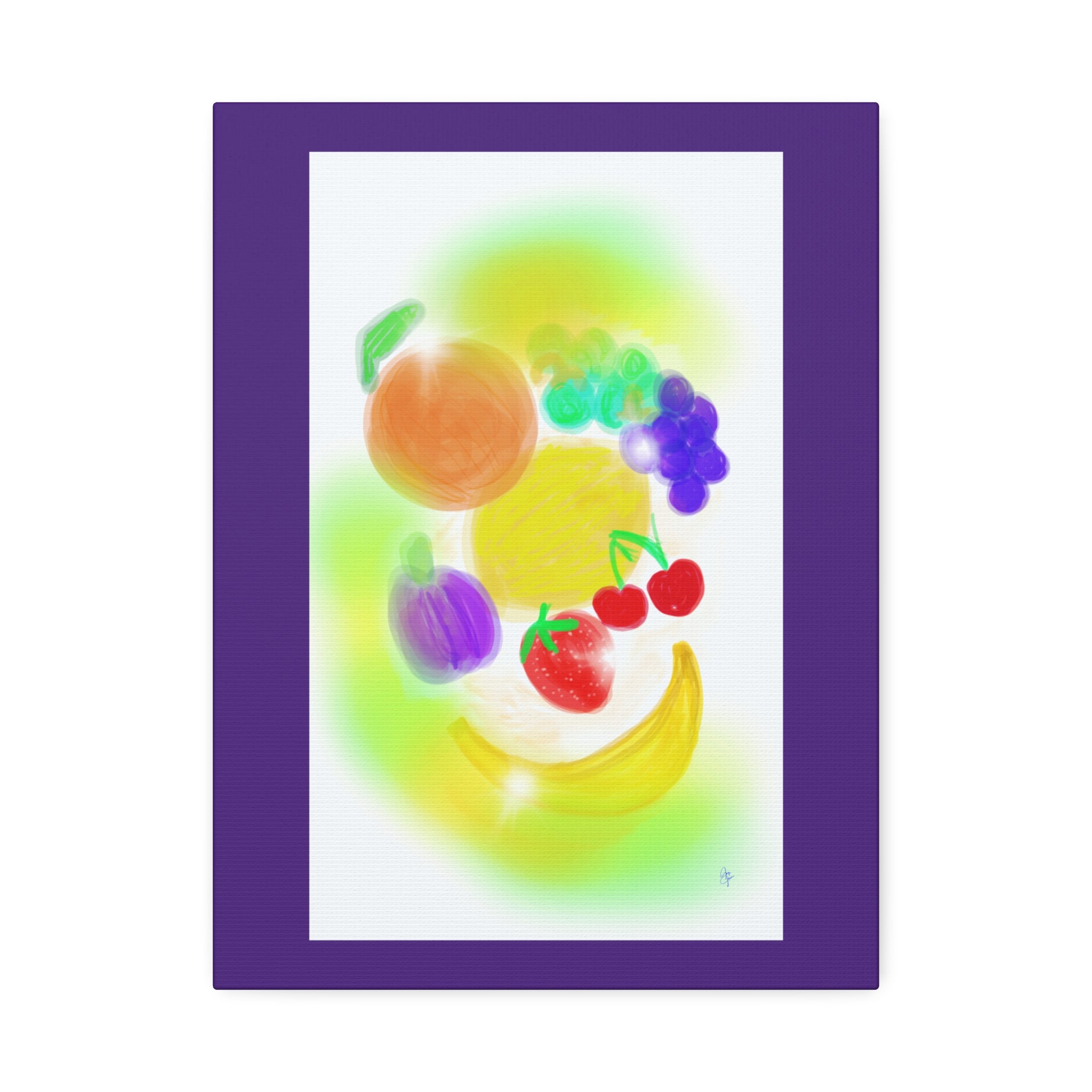Colorful Fruit Still Life Canvas — Bright Kitchen Wall Art, Stretched 1.5"