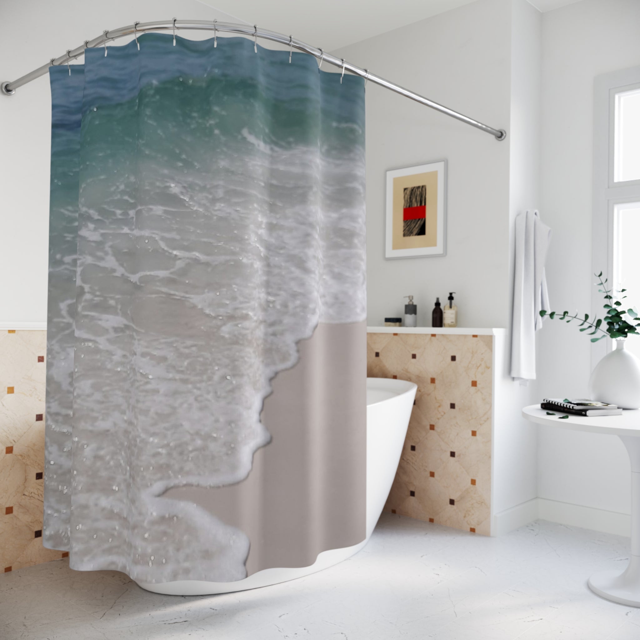 Ocean Waves Shower Curtain - Coastal Bathroom Decor