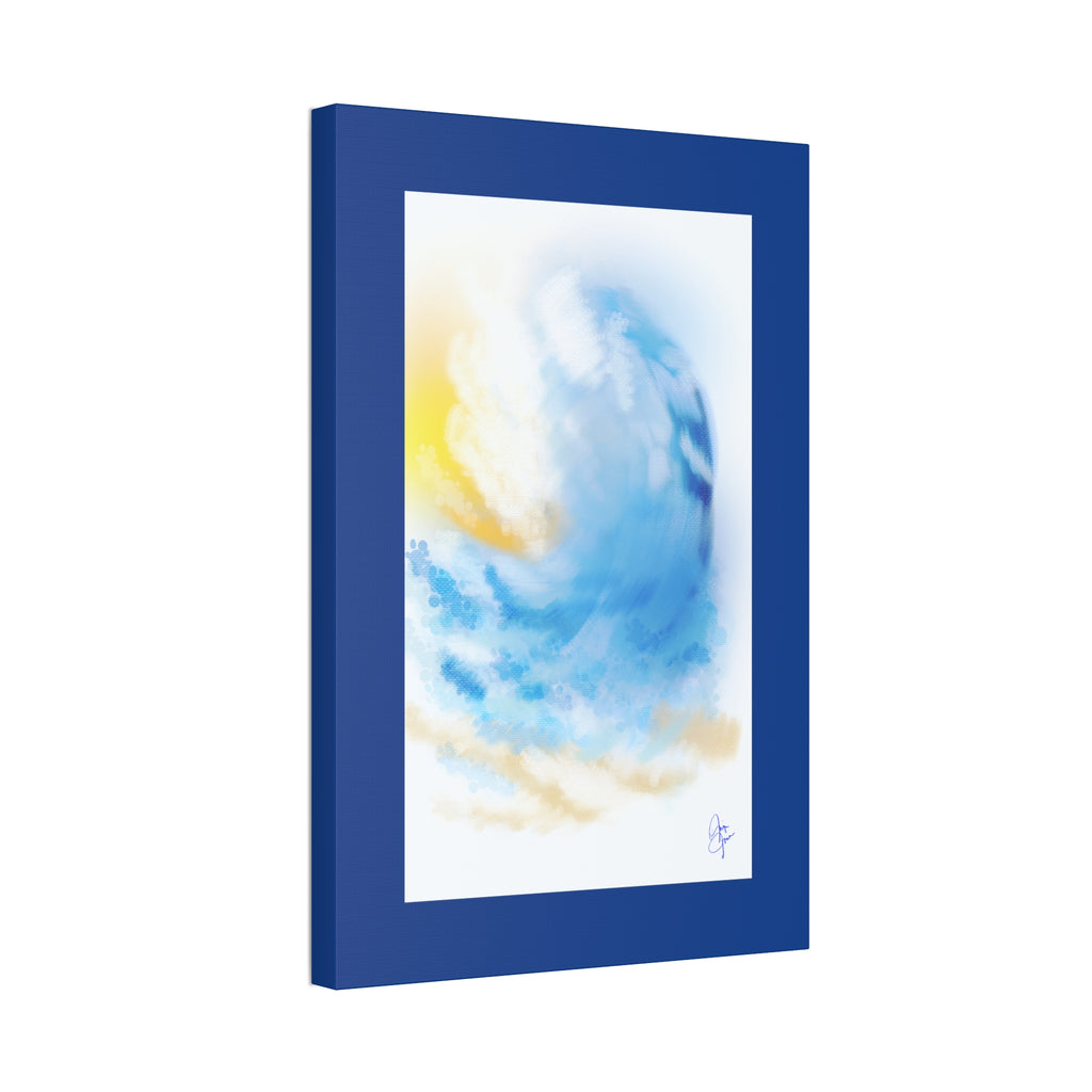 Ocean Wave Canvas Print — Sunlit Blue Seascape Stretched Canvas
