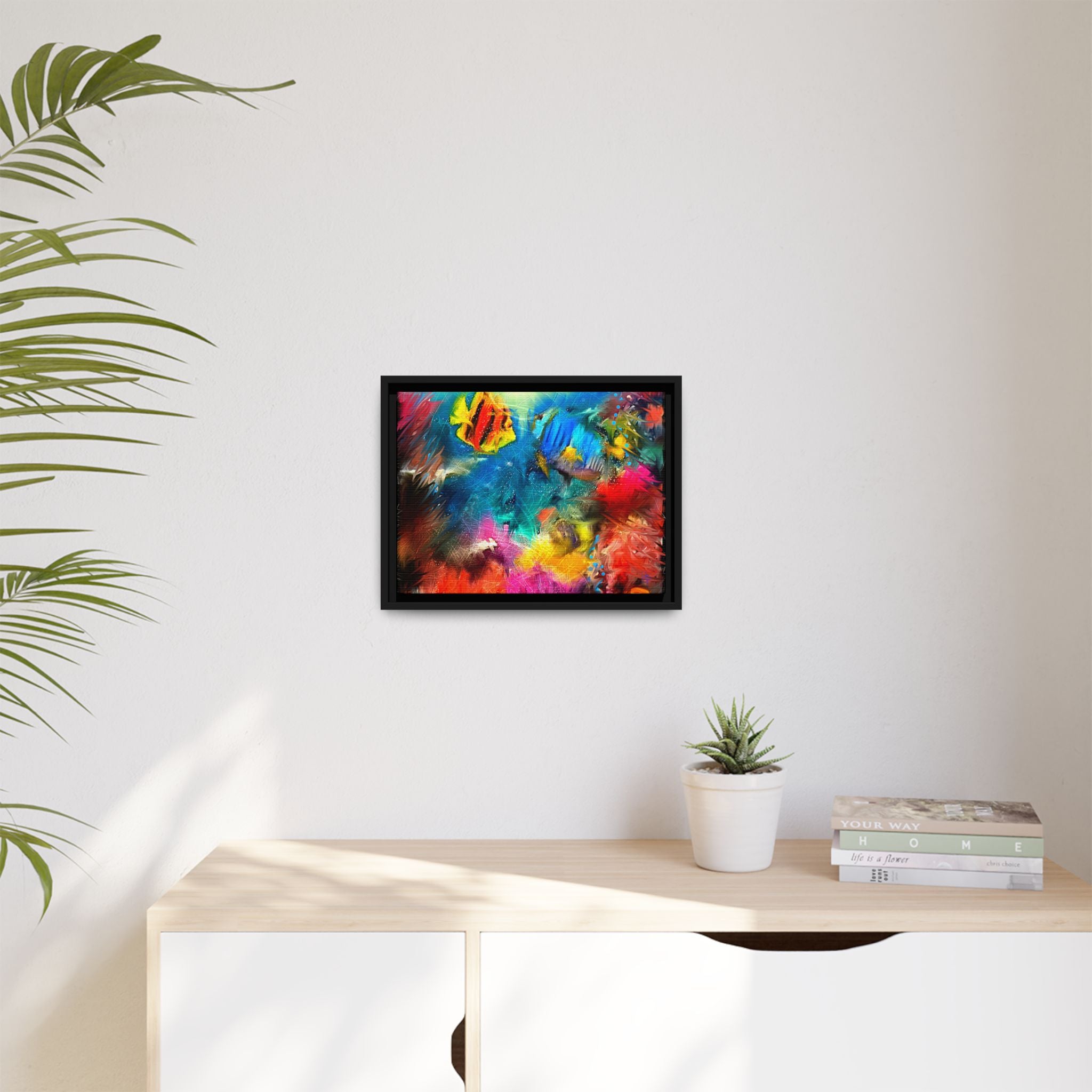 Framed Abstract Color Explosion Canvas — Vibrant Multi‑Color Wall Art