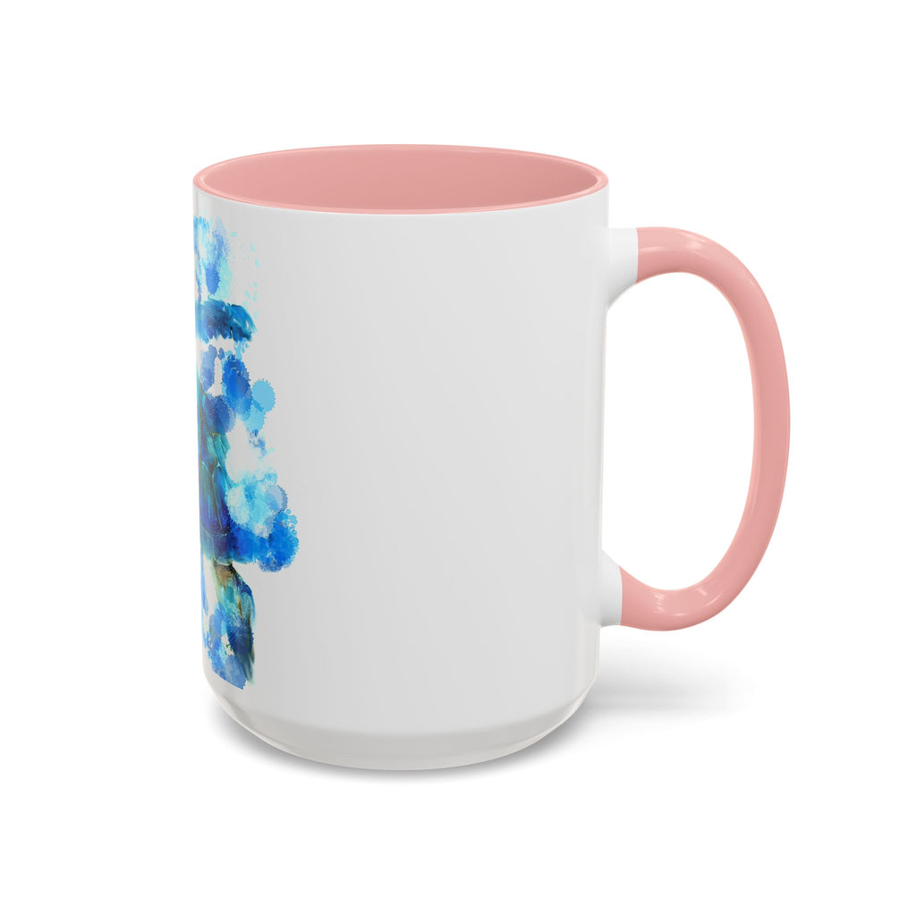 Blue Sea Turtle Accent Coffee Mug — Watercolor Ocean Turtle 11/15oz