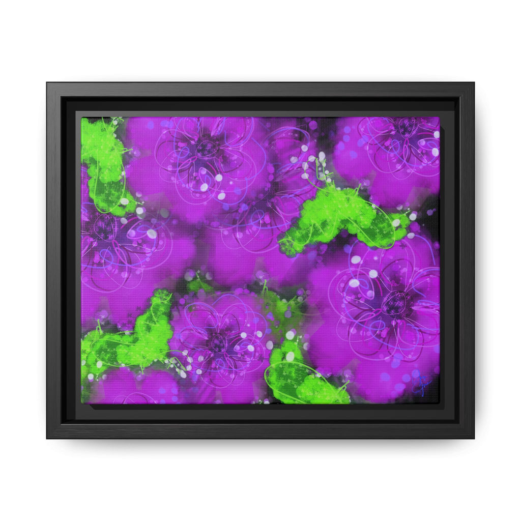 Framed Floral Canvas Print — Matte Multi-Color Blooms Wall Art