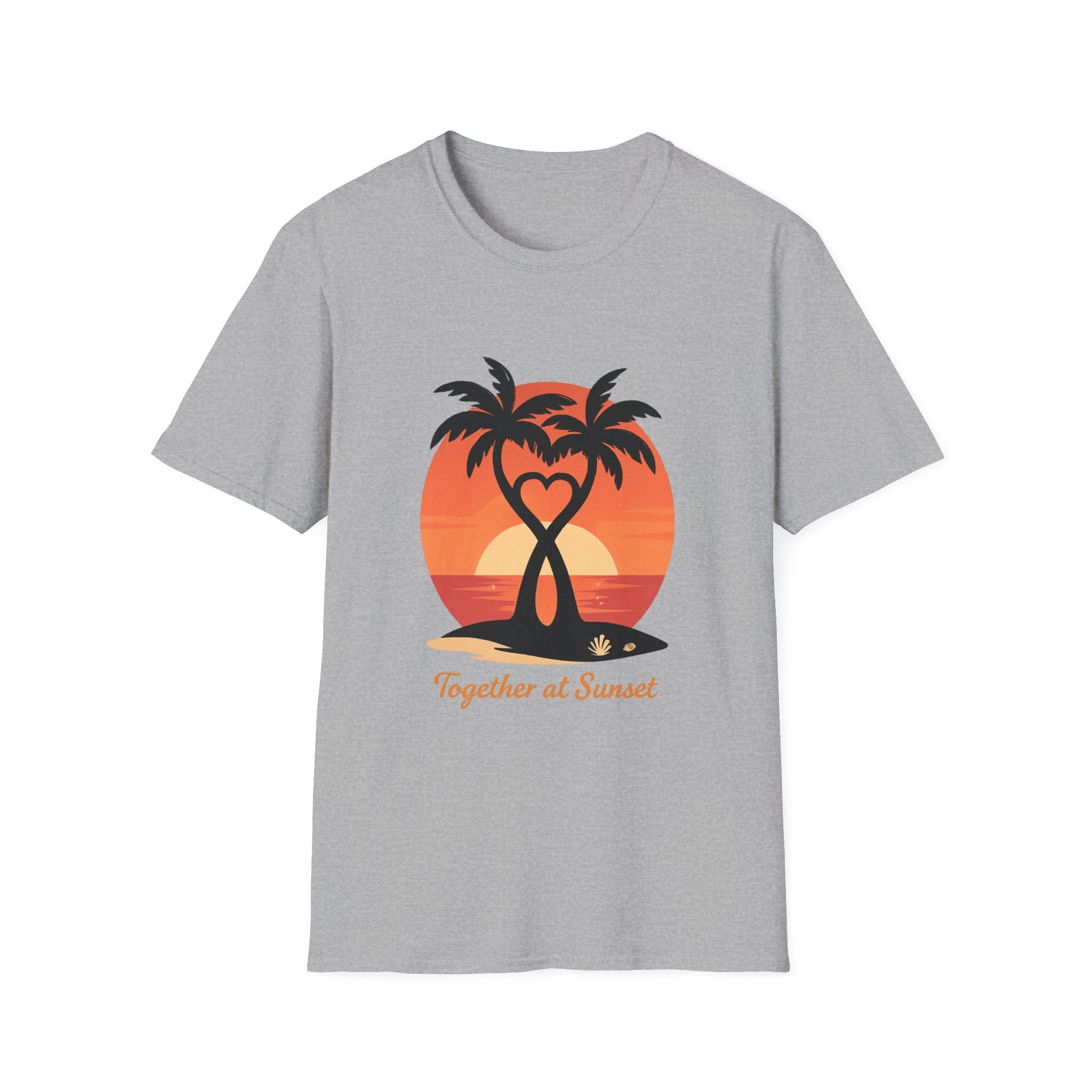 Sunset Palm T-Shirt — "Together at Sunset" Romantic Beach Tee