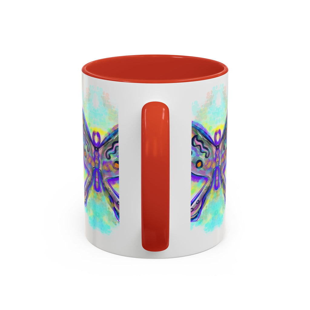 Butterfly Accent Coffee Mug — Colorful Watercolor Butterfly Design (11/15oz)